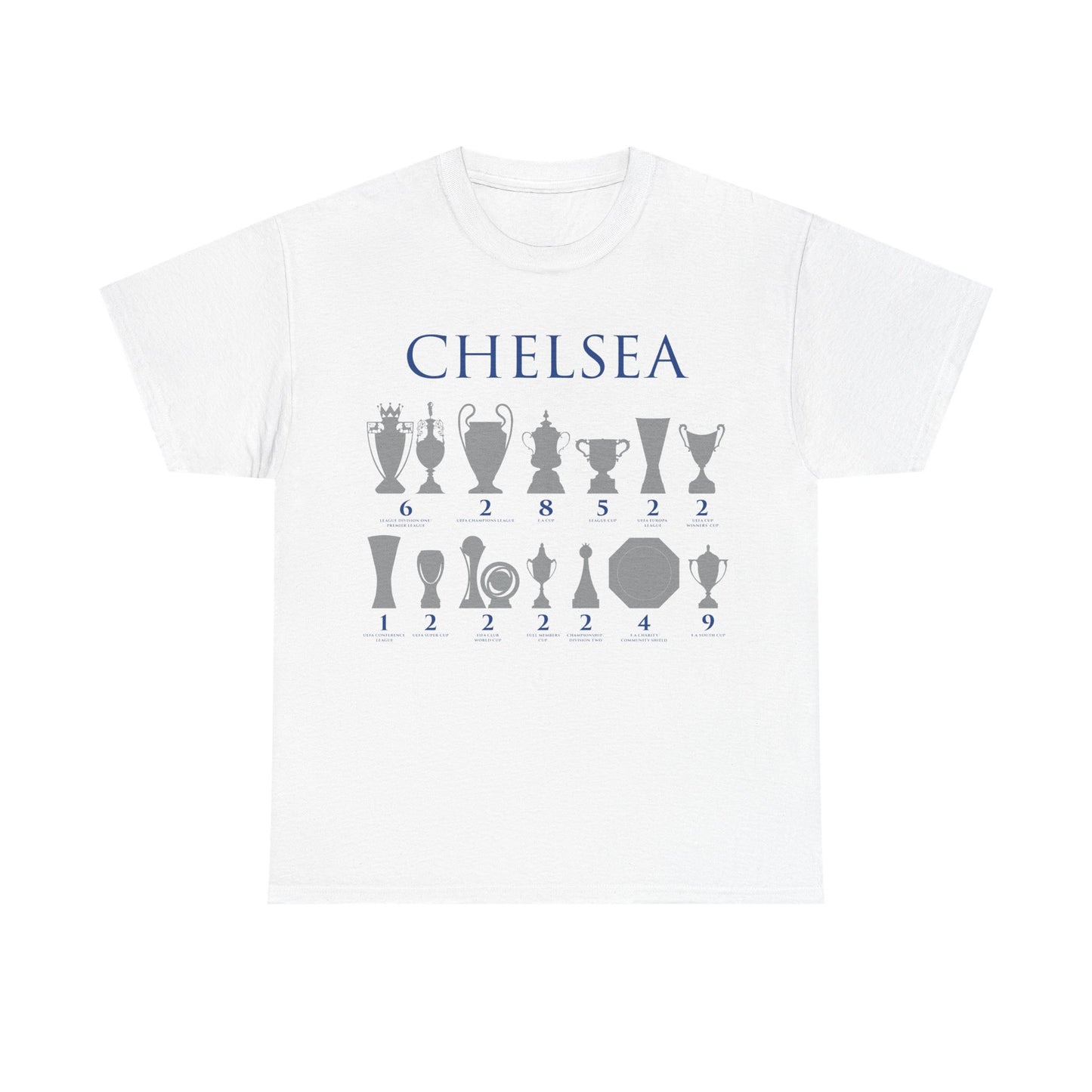 Chelsea Trophies Unisex Heavy Cotton T-Shirt - Royal/White/Black/Gold/Navy