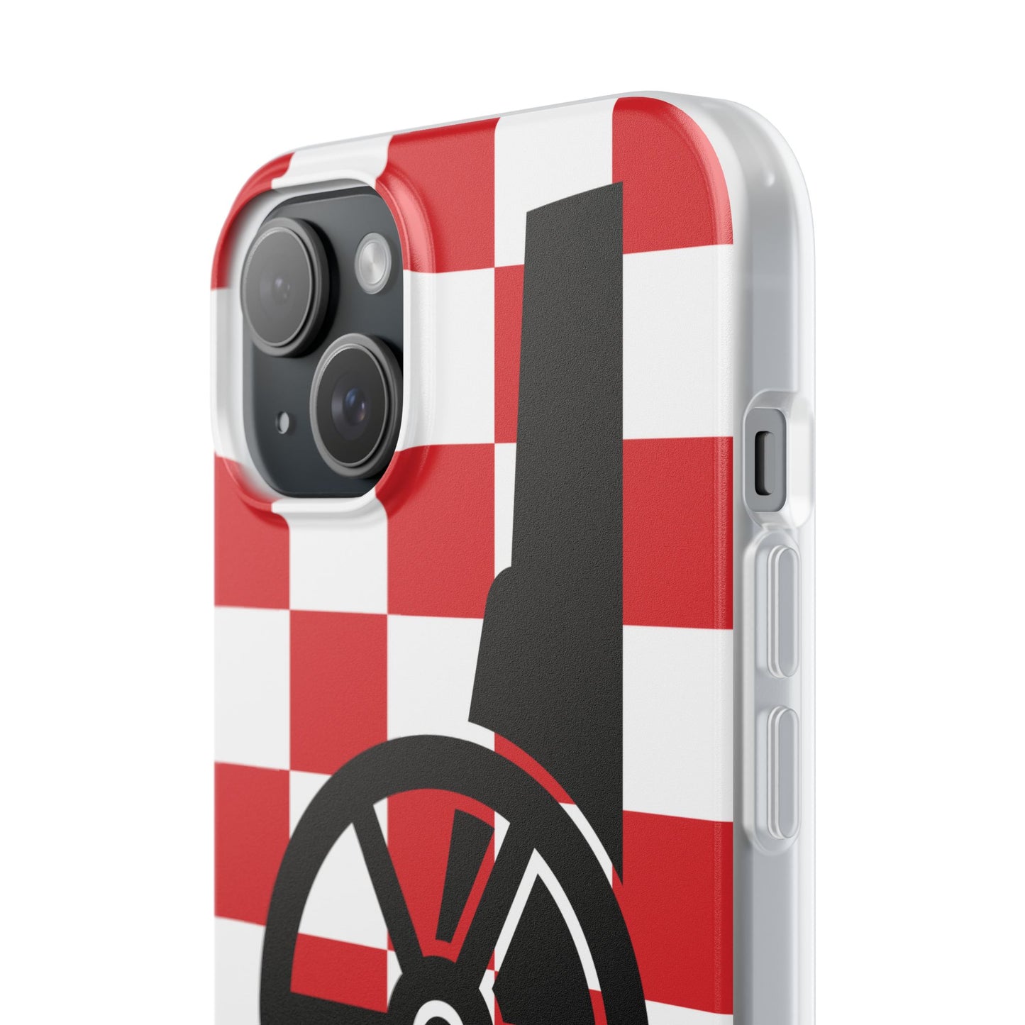 Arsenal Cannon Red & White Chequered iPhone Flexi Case - iPhone 16, 15, 14, Plus/Pro/Pro Max