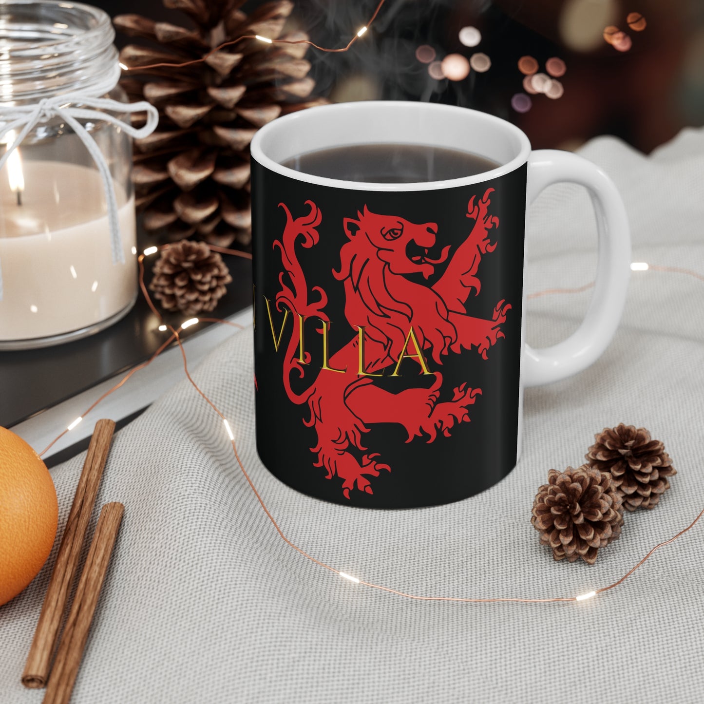 Aston Villa 150th Anniversary Lion Mug - Black