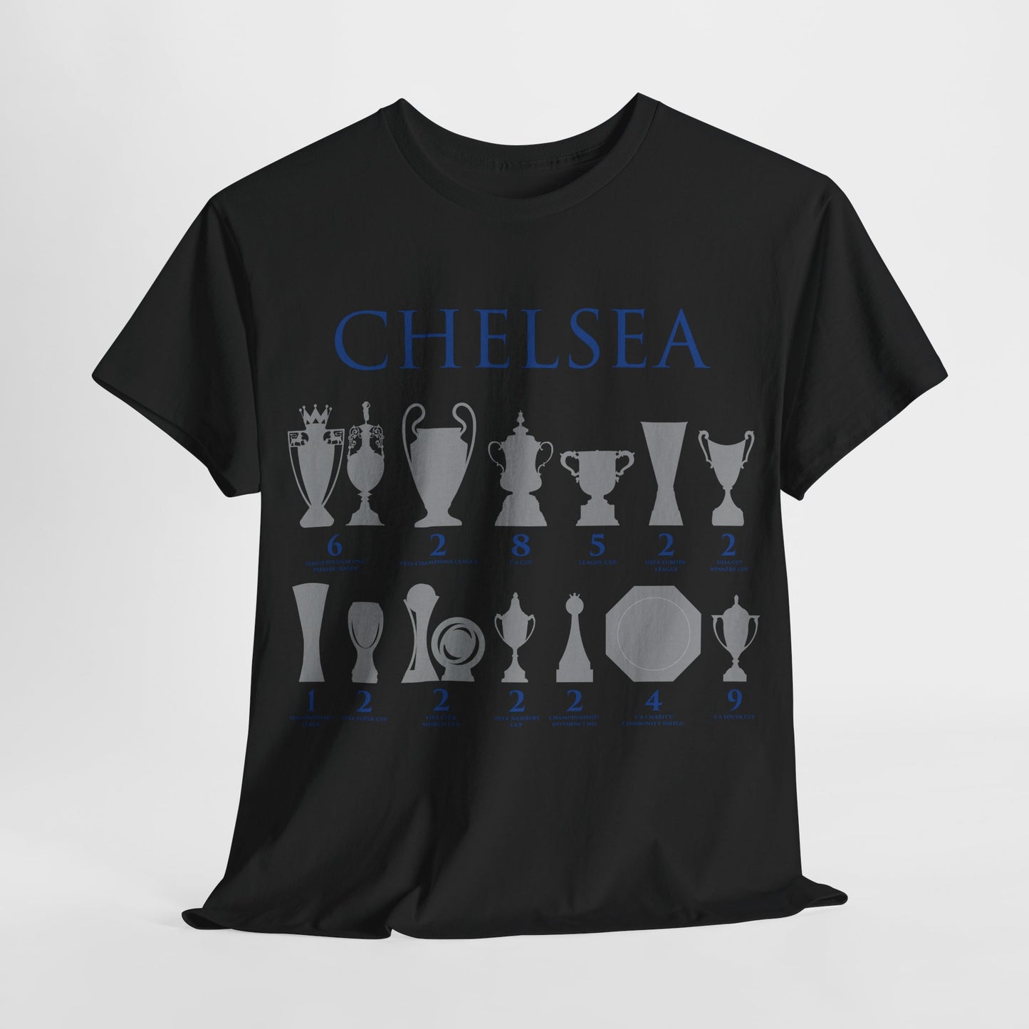 Chelsea Trophies Unisex Heavy Cotton T-Shirt - Royal/White/Black/Gold/Navy
