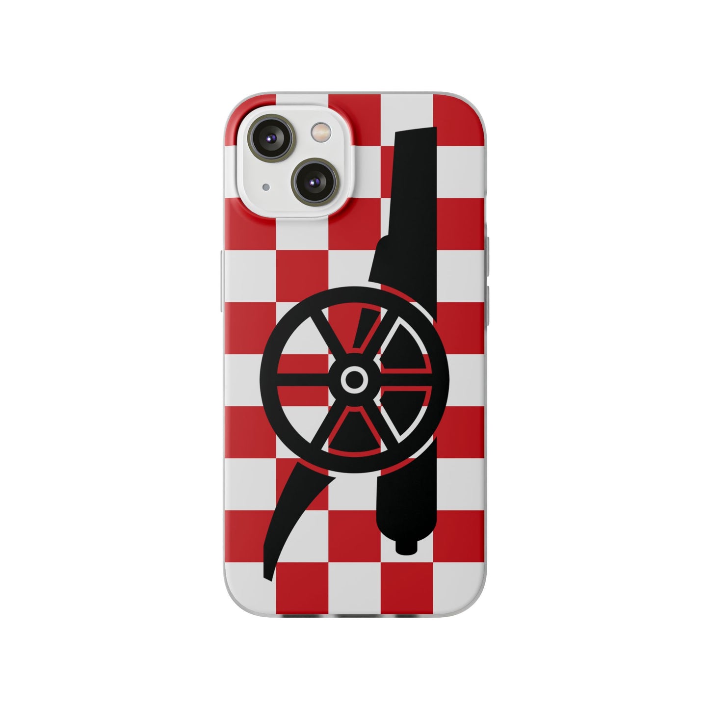 Arsenal Cannon Red & White Chequered iPhone Flexi Case - iPhone 16, 15, 14, Plus/Pro/Pro Max