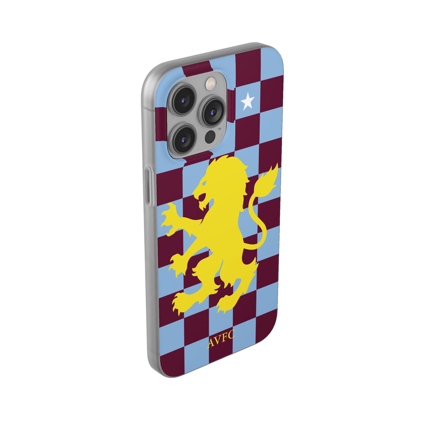 Aston Villa Claret & Blue Chequered iPhone Flexi Case - iPhone 16, 15, 14, Plus/Pro/Pro Max