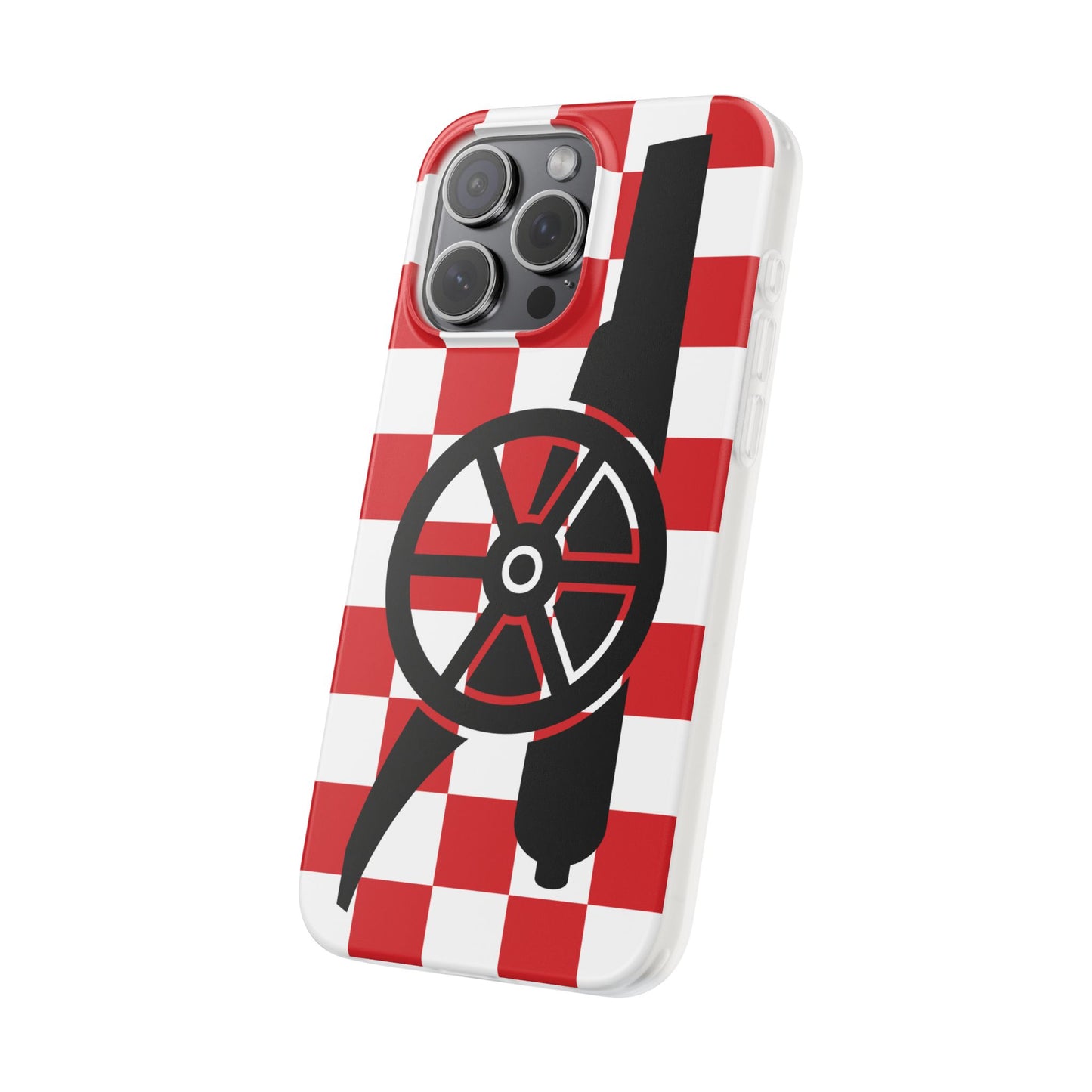 Arsenal Cannon Red & White Chequered iPhone Flexi Case - iPhone 16, 15, 14, Plus/Pro/Pro Max