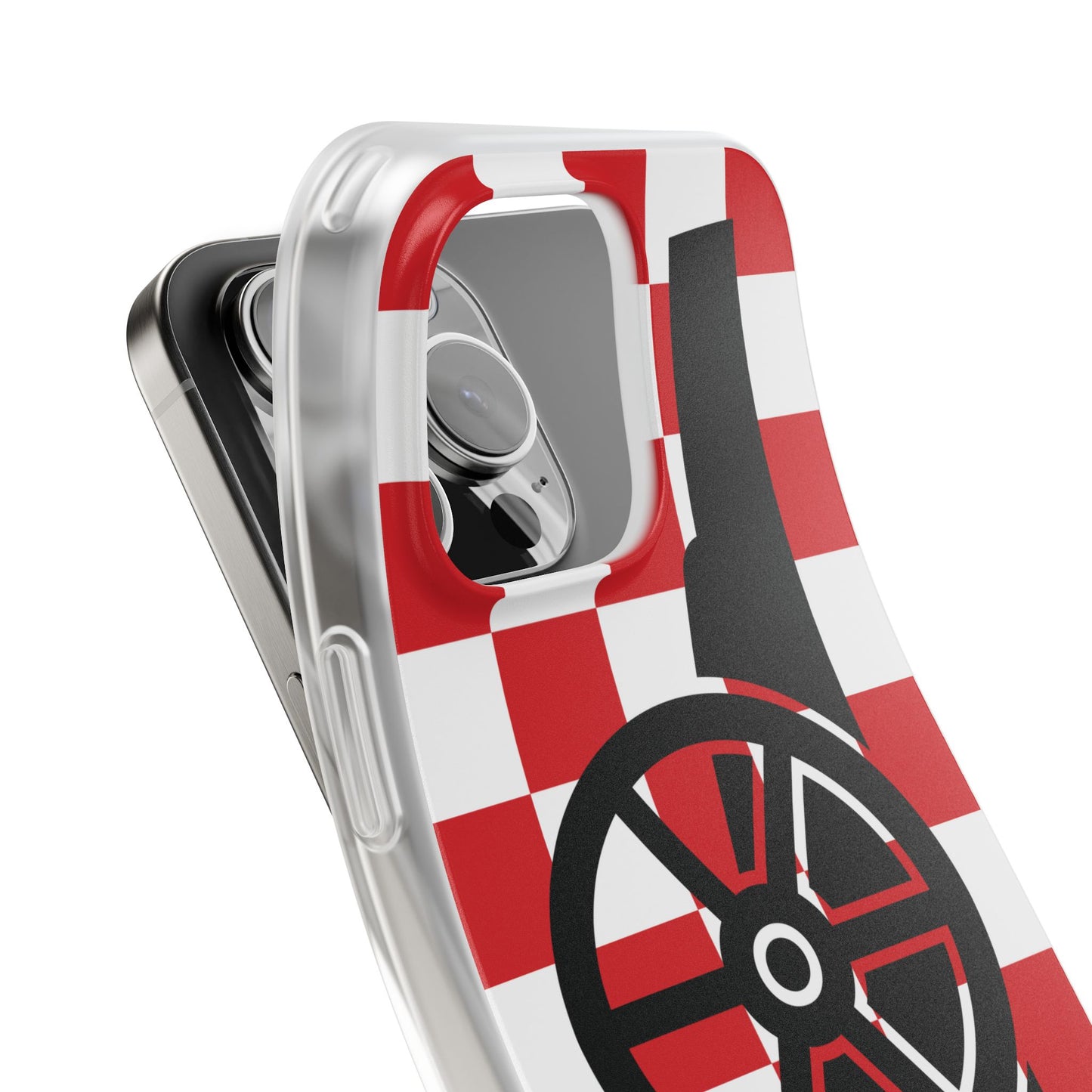 Arsenal Cannon Red & White Chequered iPhone Flexi Case - iPhone 16, 15, 14, Plus/Pro/Pro Max