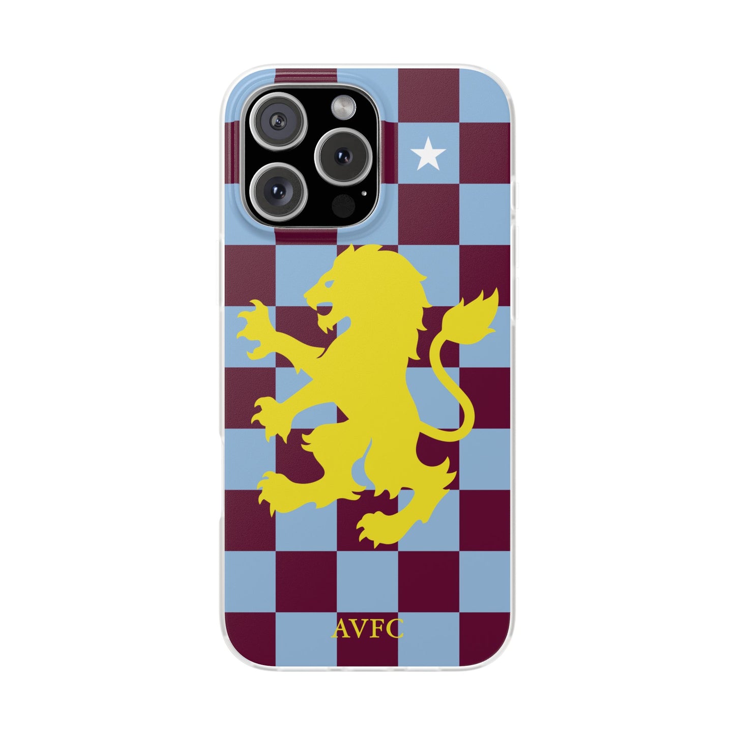 Aston Villa Claret & Blue Chequered iPhone Flexi Case - iPhone 16, 15, 14, Plus/Pro/Pro Max