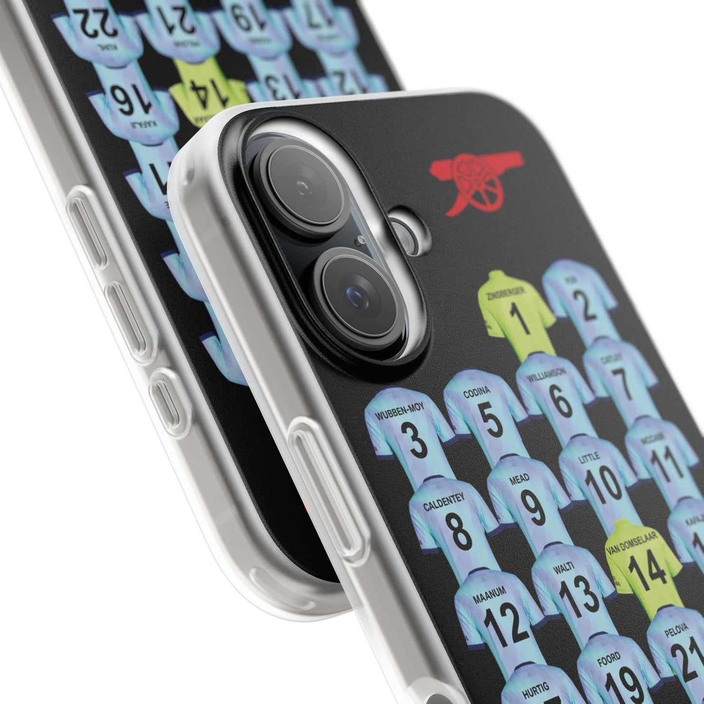 Arsenal Women Third Kit iPhone Flexi Case - iPhone 16, 15, 14, 13, 12, Mini/Plus/Pro/Pro Max - Black
