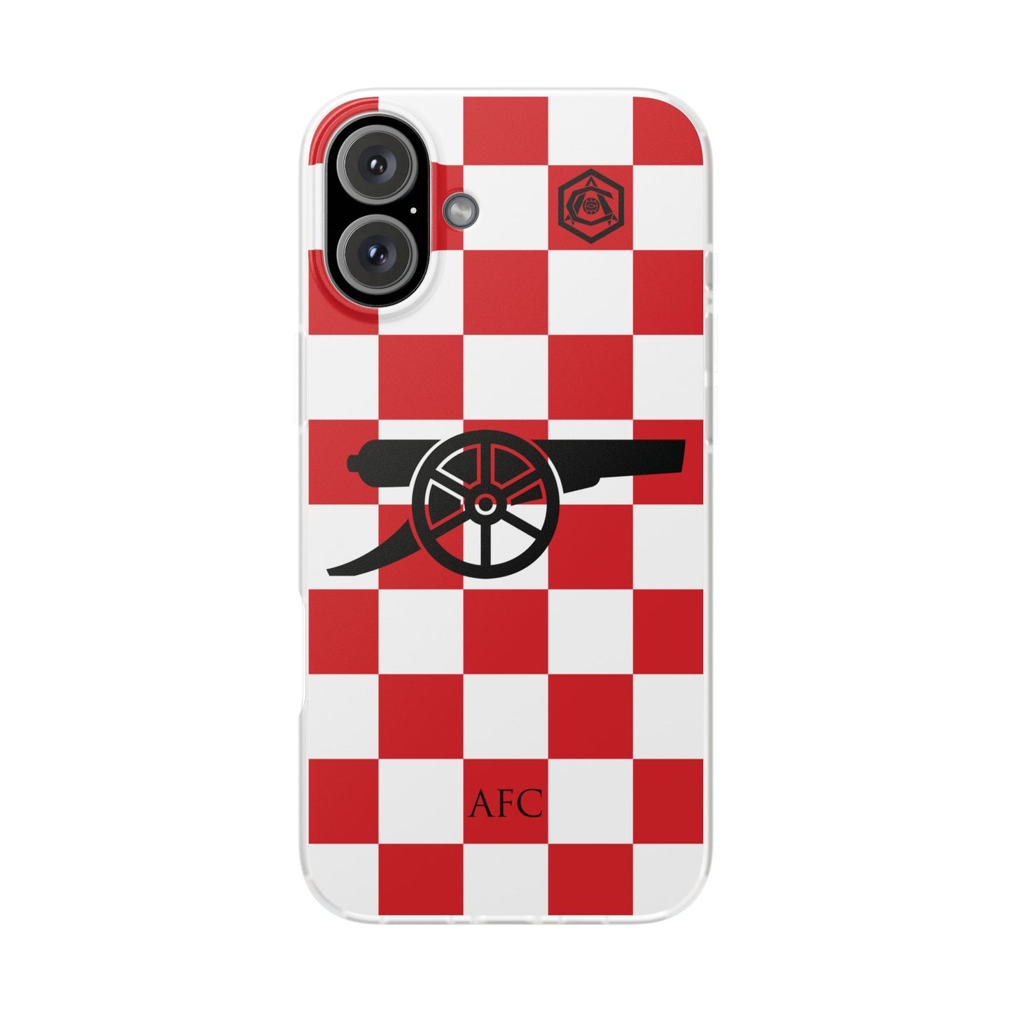 Arsenal Red & White Chequered Cannon & Monogram iPhone Flexi Case - iPhone 16, 15, 14, Plus/Pro/Pro Max