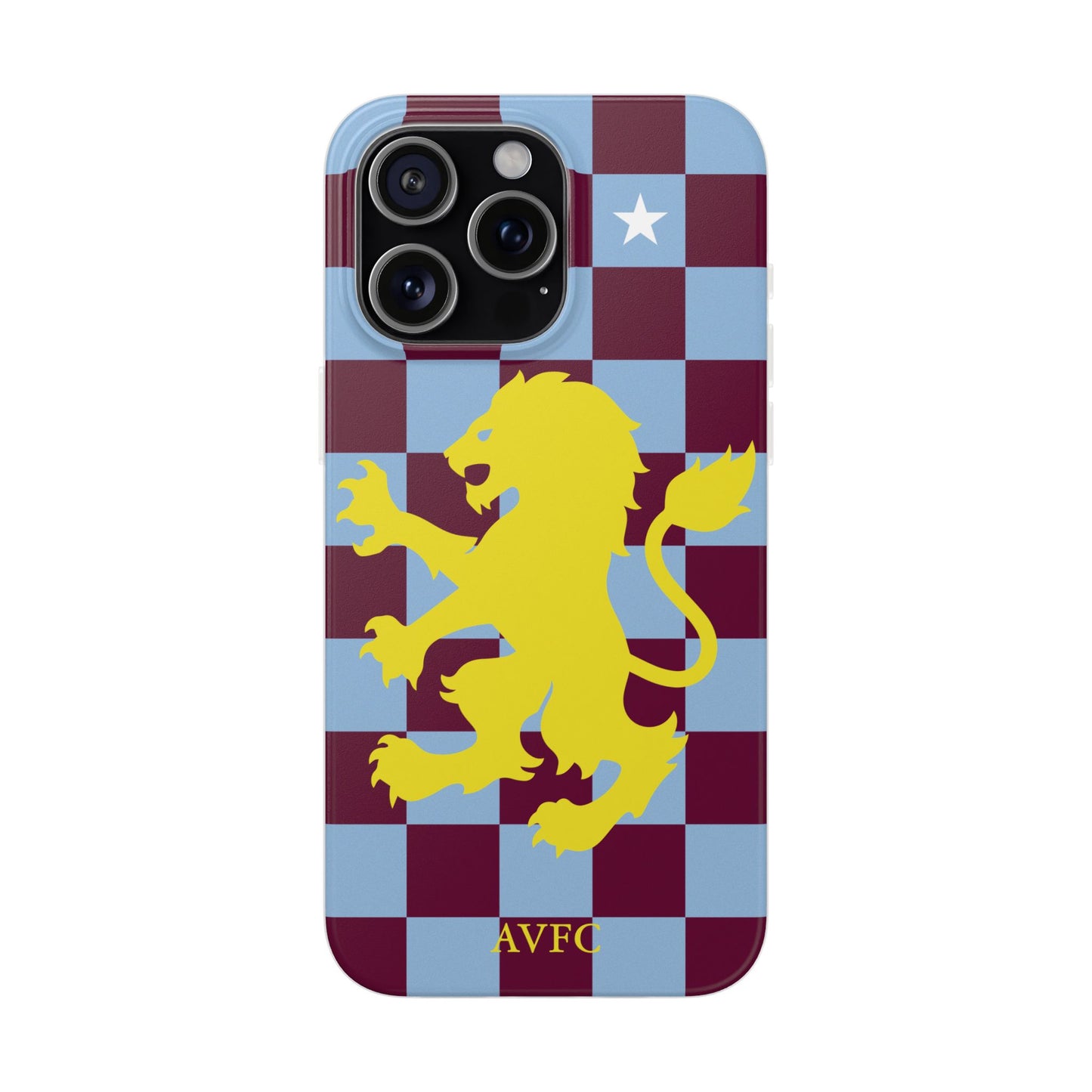 Aston Villa Claret & Blue Chequered iPhone Flexi Case - iPhone 16, 15, 14, Plus/Pro/Pro Max