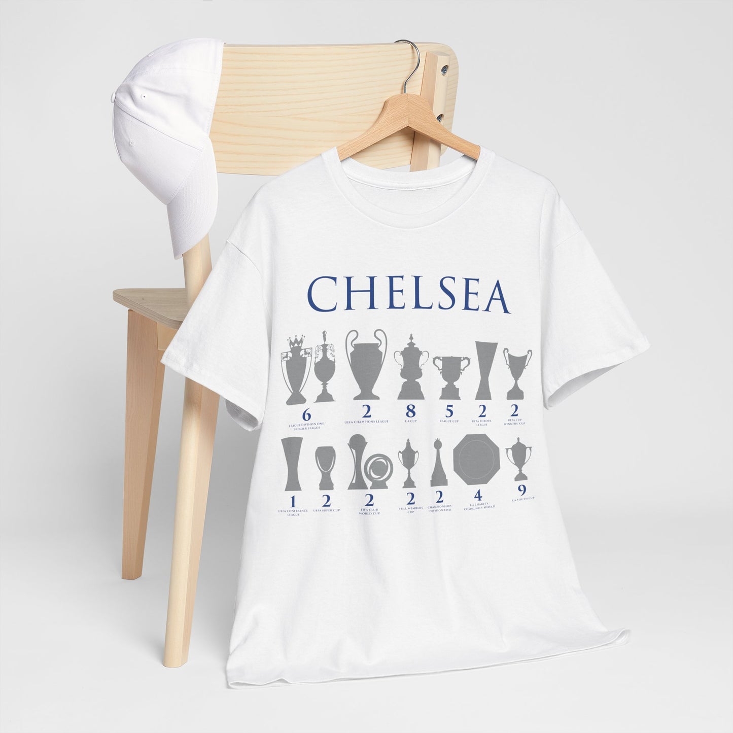 Chelsea Trophies Unisex Heavy Cotton T-Shirt - Royal/White/Black/Gold/Navy