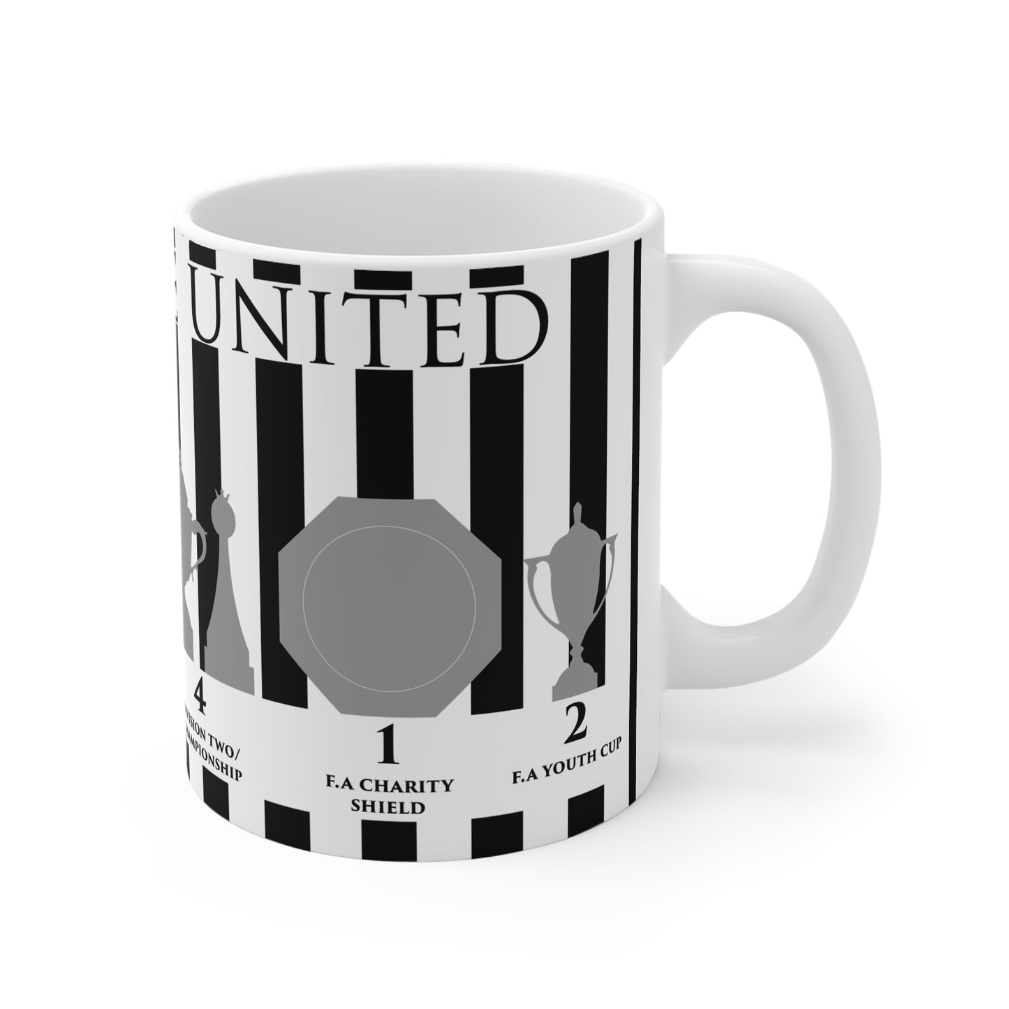 Newcastle United Trophies Mug UPDATED - Stripes - Black Text