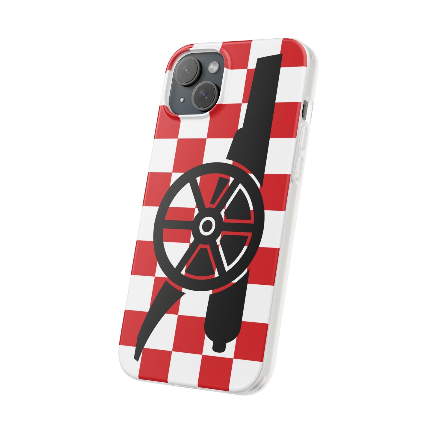 Arsenal Cannon Red & White Chequered iPhone Flexi Case - iPhone 16, 15, 14, Plus/Pro/Pro Max