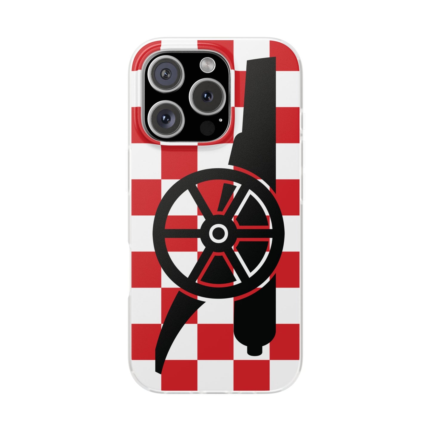 Arsenal Cannon Red & White Chequered iPhone Flexi Case - iPhone 16, 15, 14, Plus/Pro/Pro Max