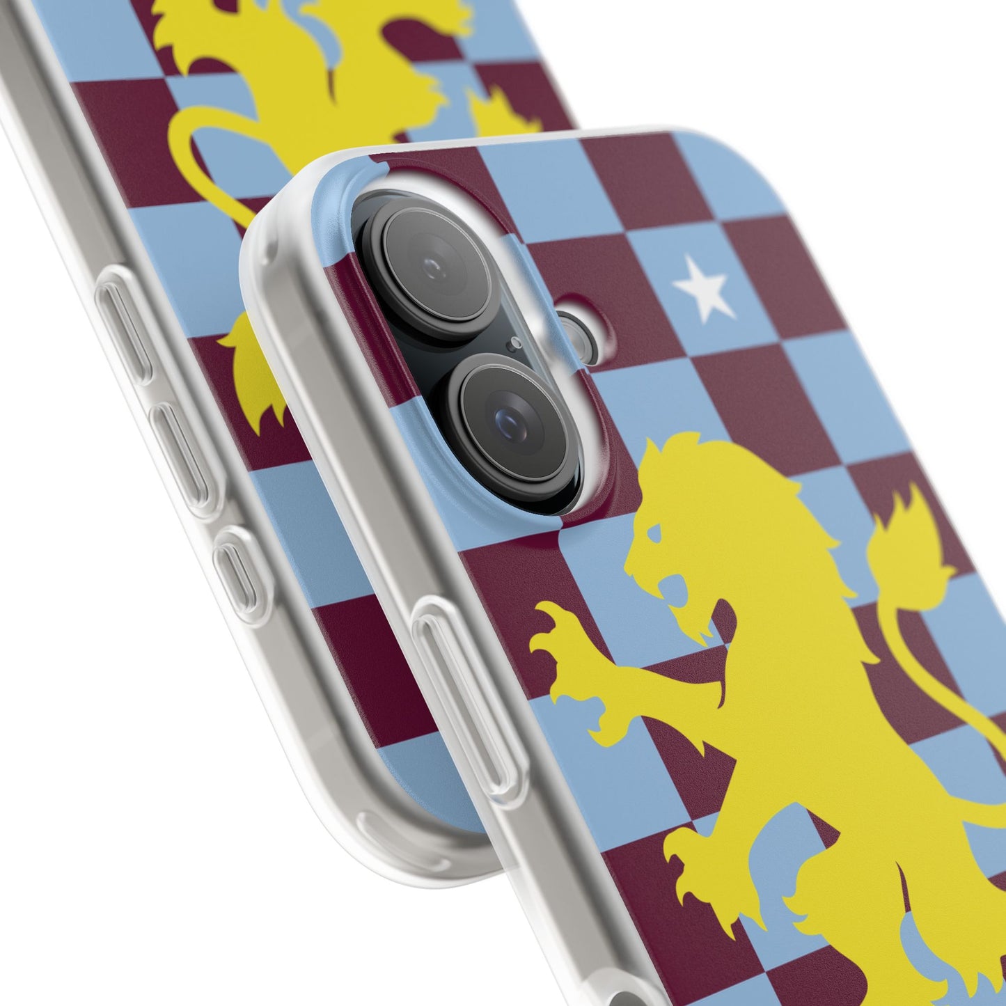 Aston Villa Claret & Blue Chequered iPhone Flexi Case - iPhone 16, 15, 14, Plus/Pro/Pro Max