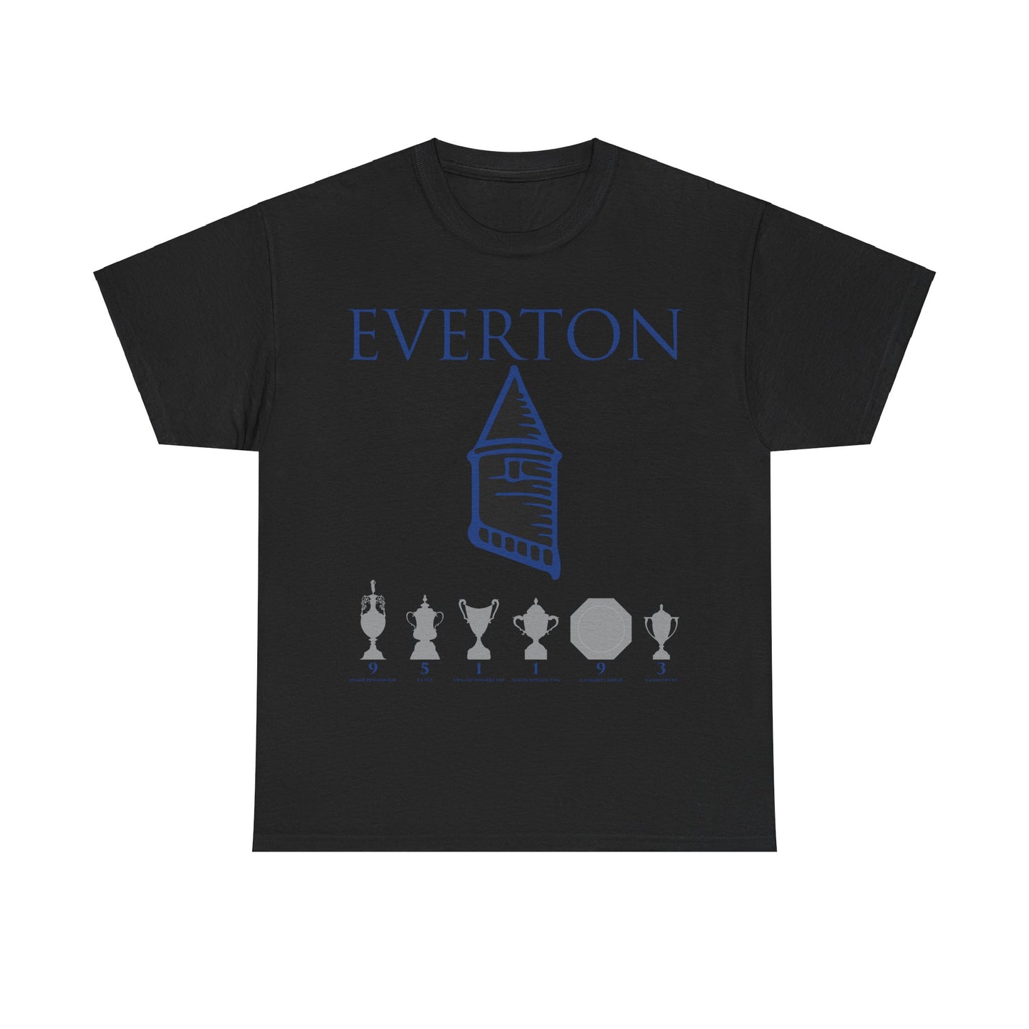 Everton Tower & Trophies Unisex Heavy Cotton T-Shirt - Royal/White/Black/Gold/Navy