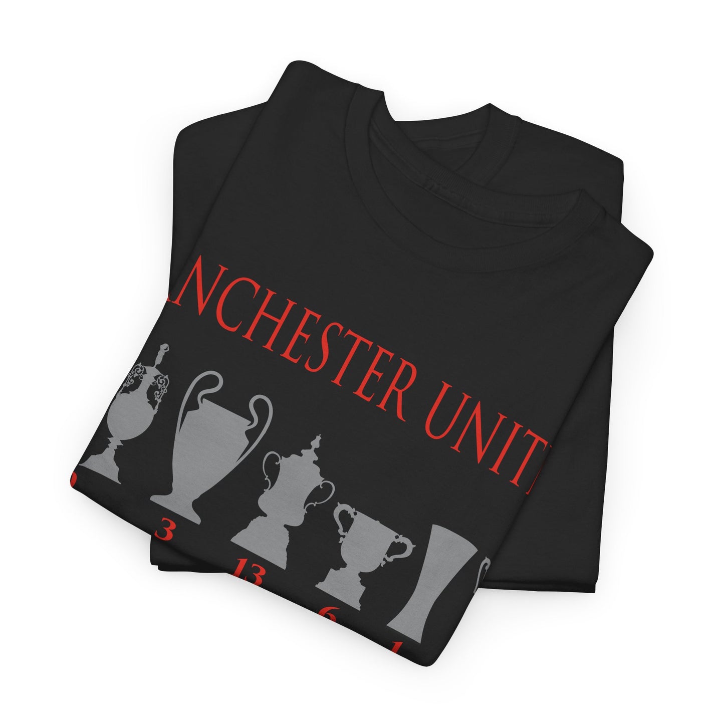Manchester United Trophies Unisex Heavy Cotton T-Shirt - Red/White/Black