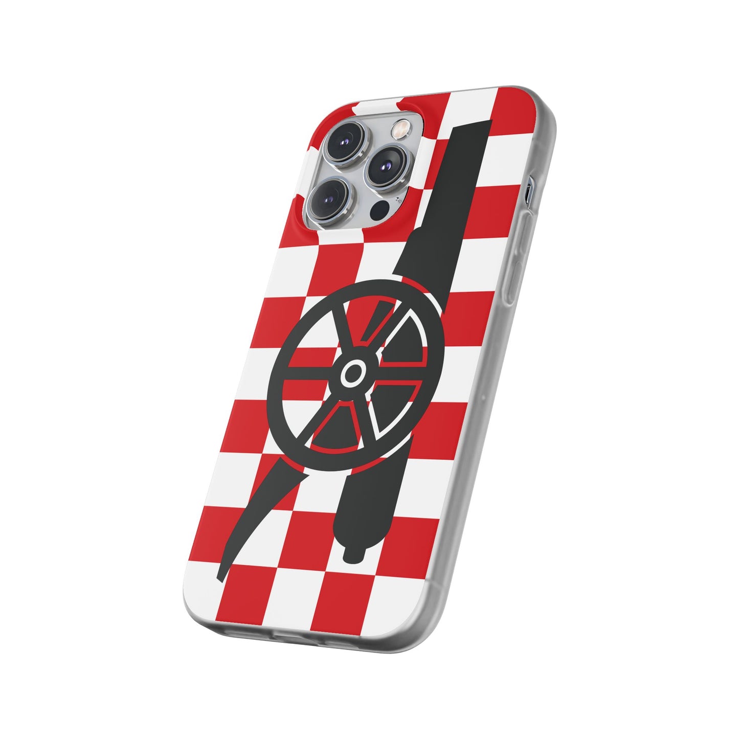 Arsenal Cannon Red & White Chequered iPhone Flexi Case - iPhone 16, 15, 14, Plus/Pro/Pro Max