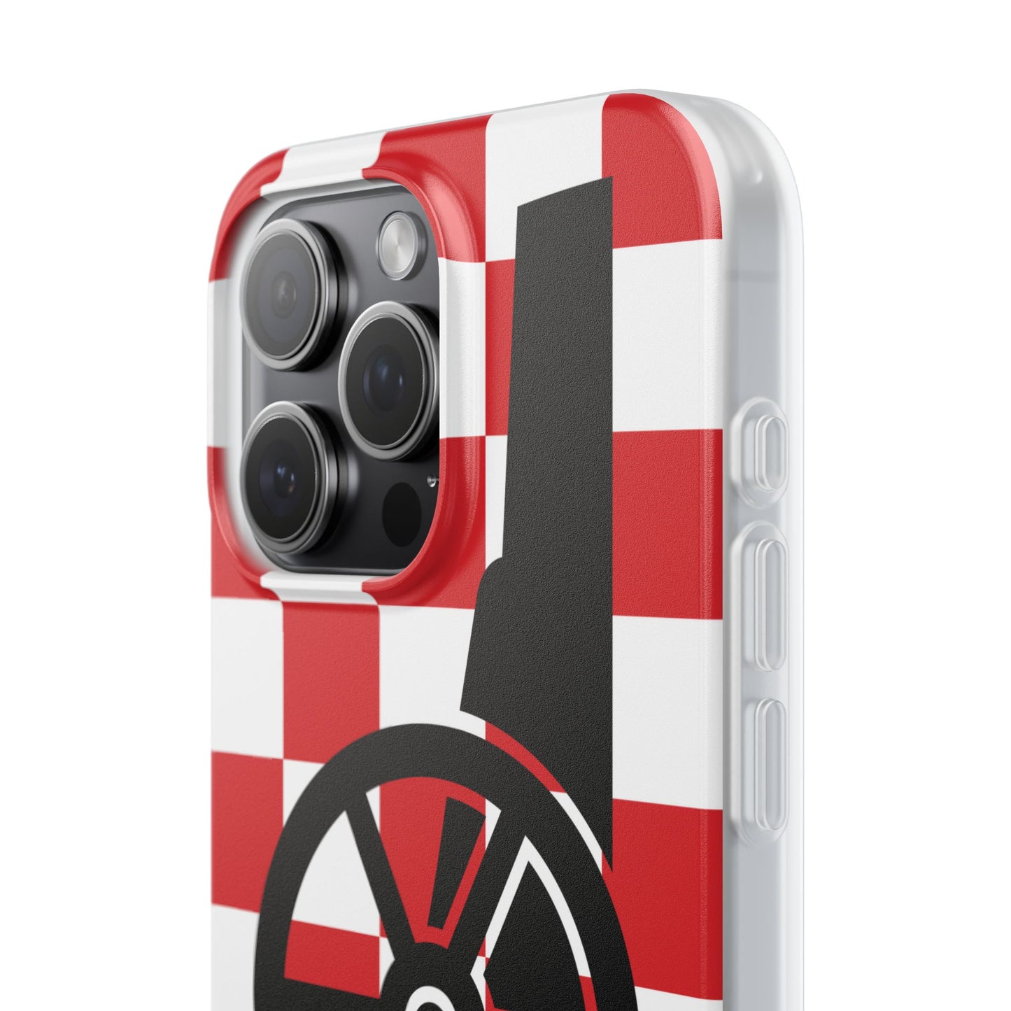 Arsenal Cannon Red & White Chequered iPhone Flexi Case - iPhone 16, 15, 14, Plus/Pro/Pro Max