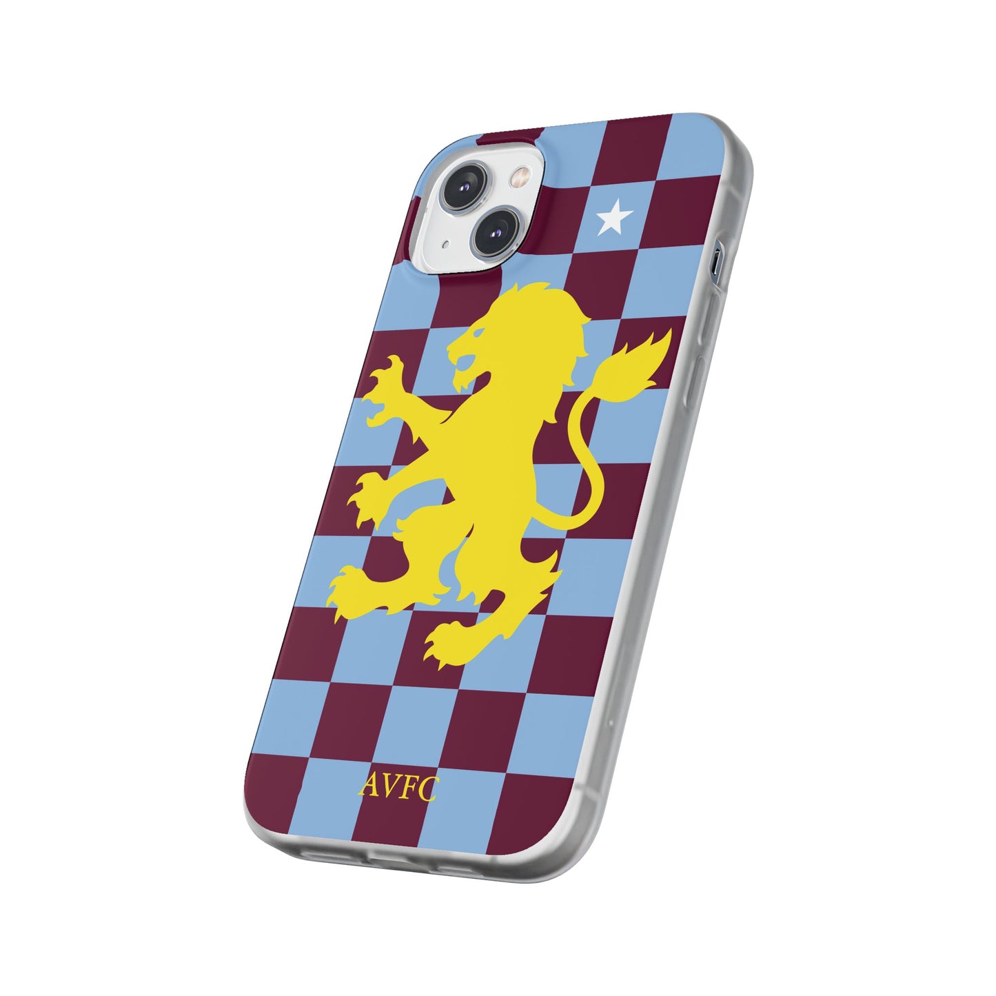 Aston Villa Claret & Blue Chequered iPhone Flexi Case - iPhone 16, 15, 14, Plus/Pro/Pro Max