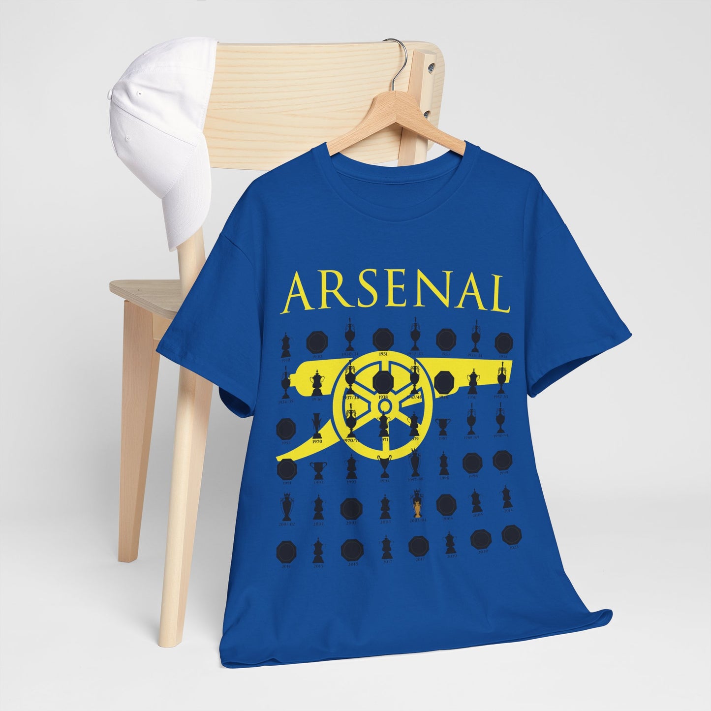 Arsenal Cannon & Trophies Collection Unisex Heavy Cotton T-Shirt - Red/Black/White/Sport Grey/Royal/Gold/Navy
