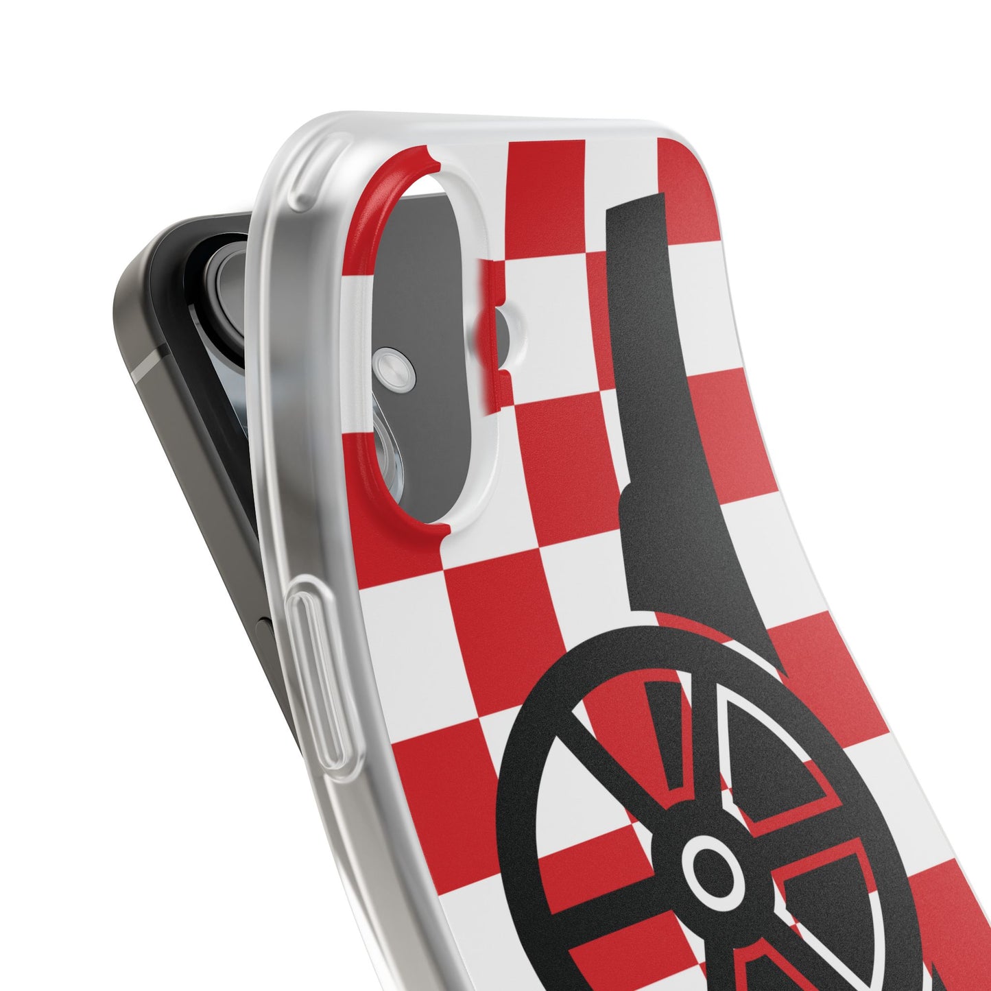 Arsenal Cannon Red & White Chequered iPhone Flexi Case - iPhone 16, 15, 14, Plus/Pro/Pro Max