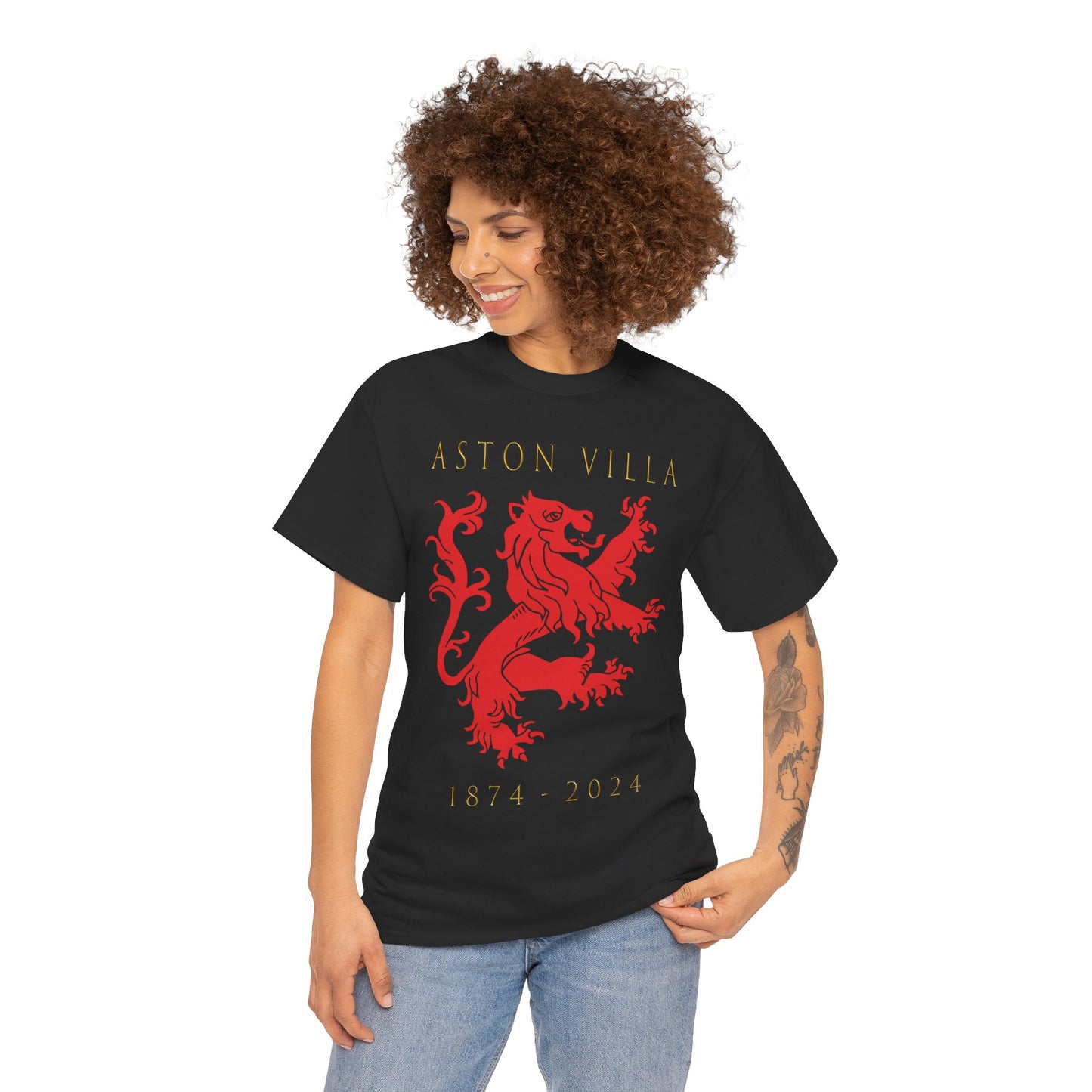 Aston Villa 150th Anniversary Unisex Heavy Cotton T-Shirt - Black
