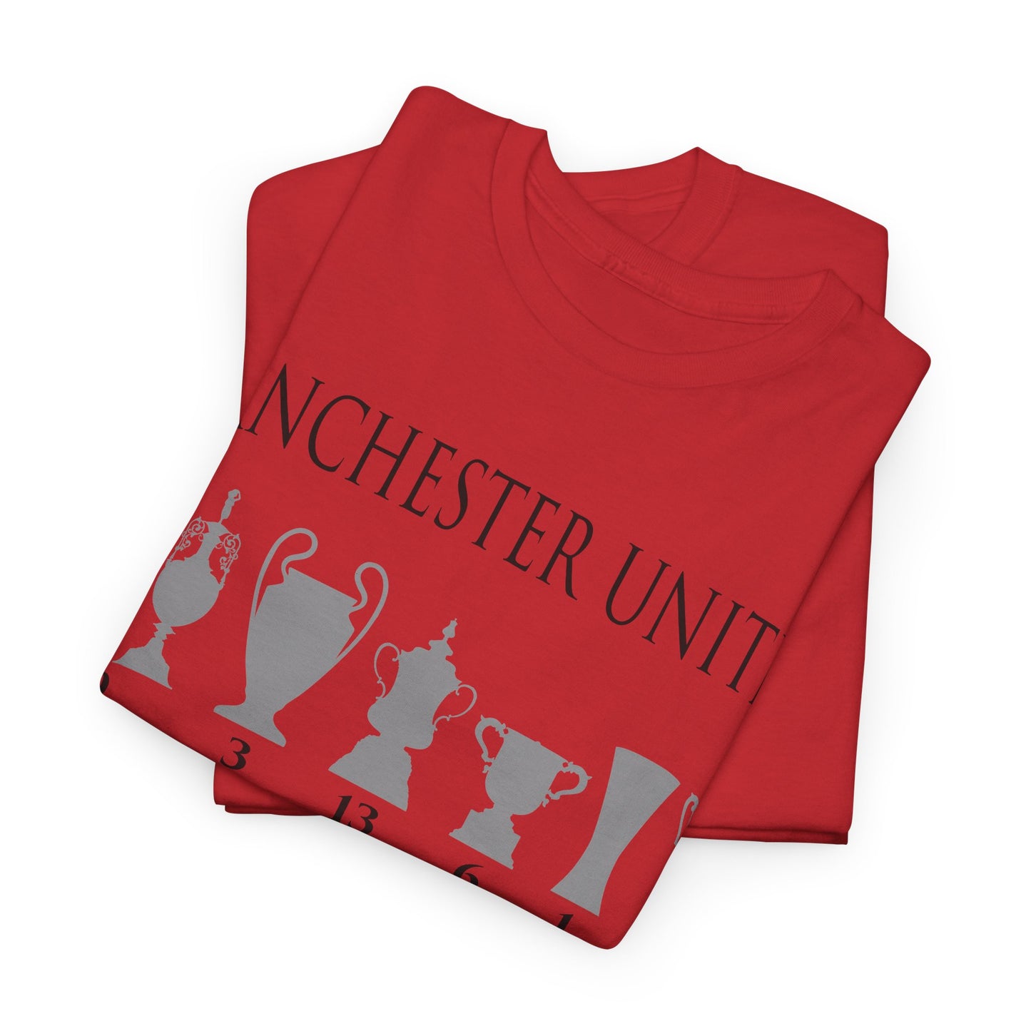 Manchester United Trophies Unisex Heavy Cotton T-Shirt - Red/White/Black
