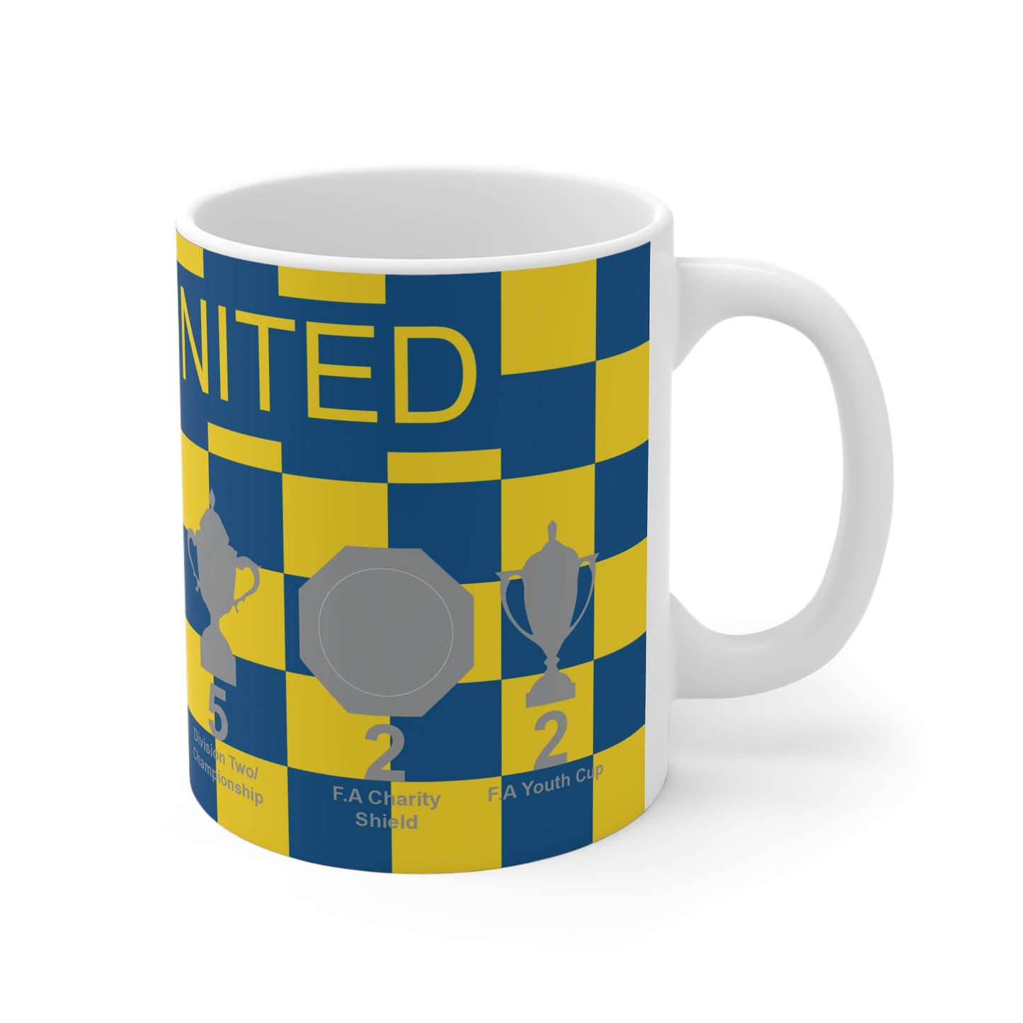 Leeds United Yellow & Blue Chequered Trophies Mug