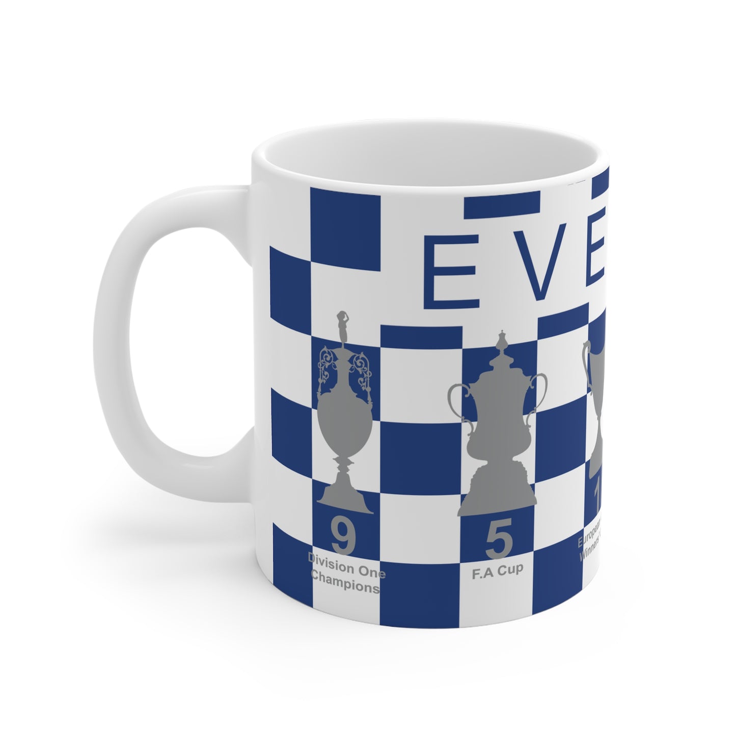 Everton Blue & White Chequered Trophies Mug