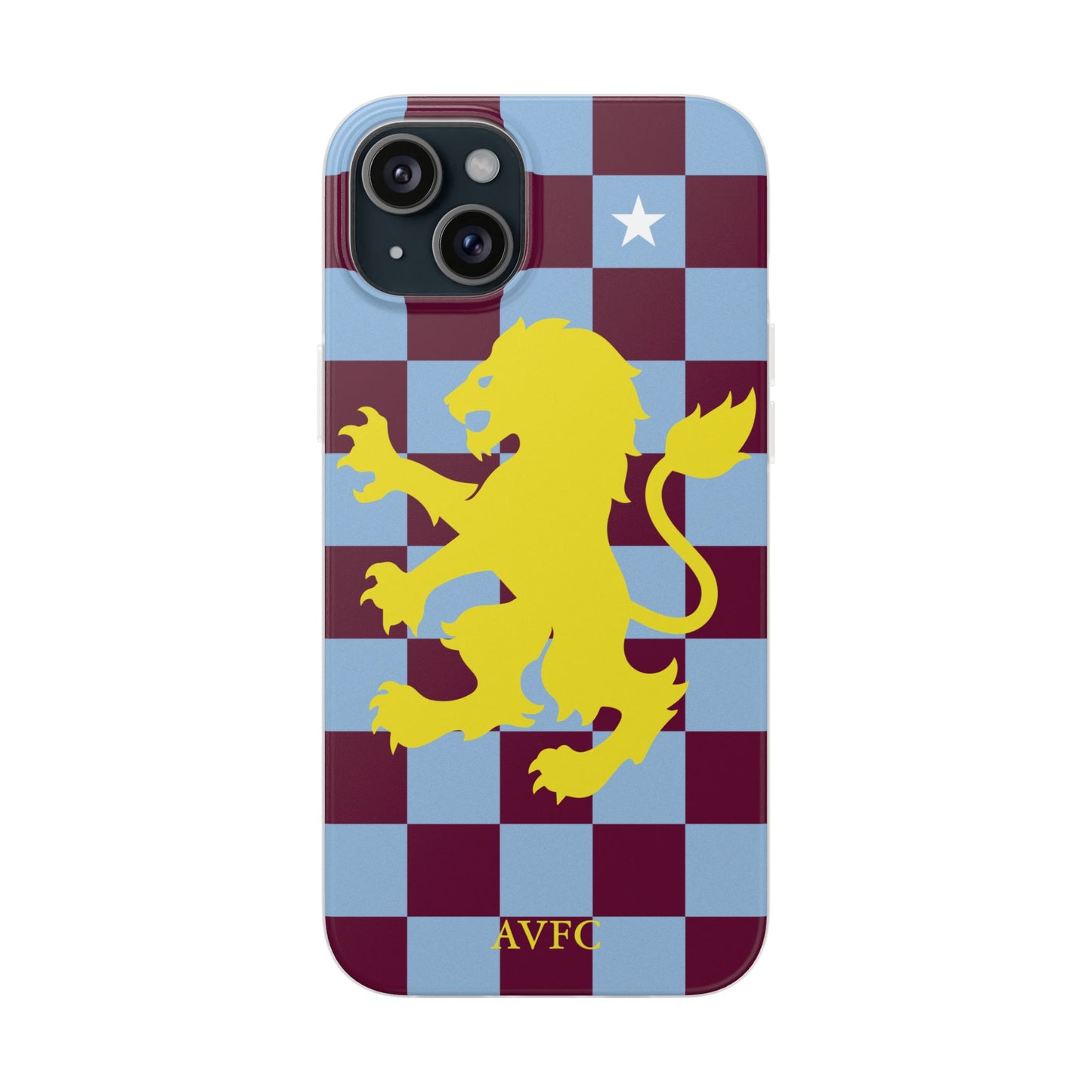 Aston Villa Claret & Blue Chequered iPhone Flexi Case - iPhone 16, 15, 14, Plus/Pro/Pro Max