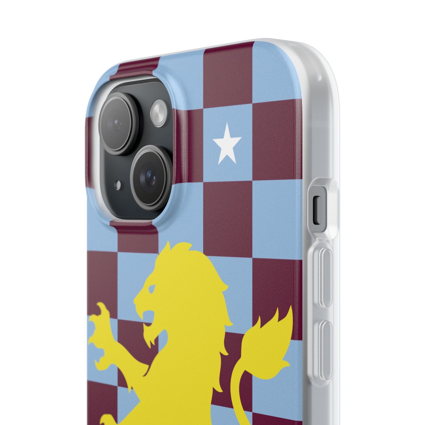 Aston Villa Claret & Blue Chequered iPhone Flexi Case - iPhone 16, 15, 14, Plus/Pro/Pro Max