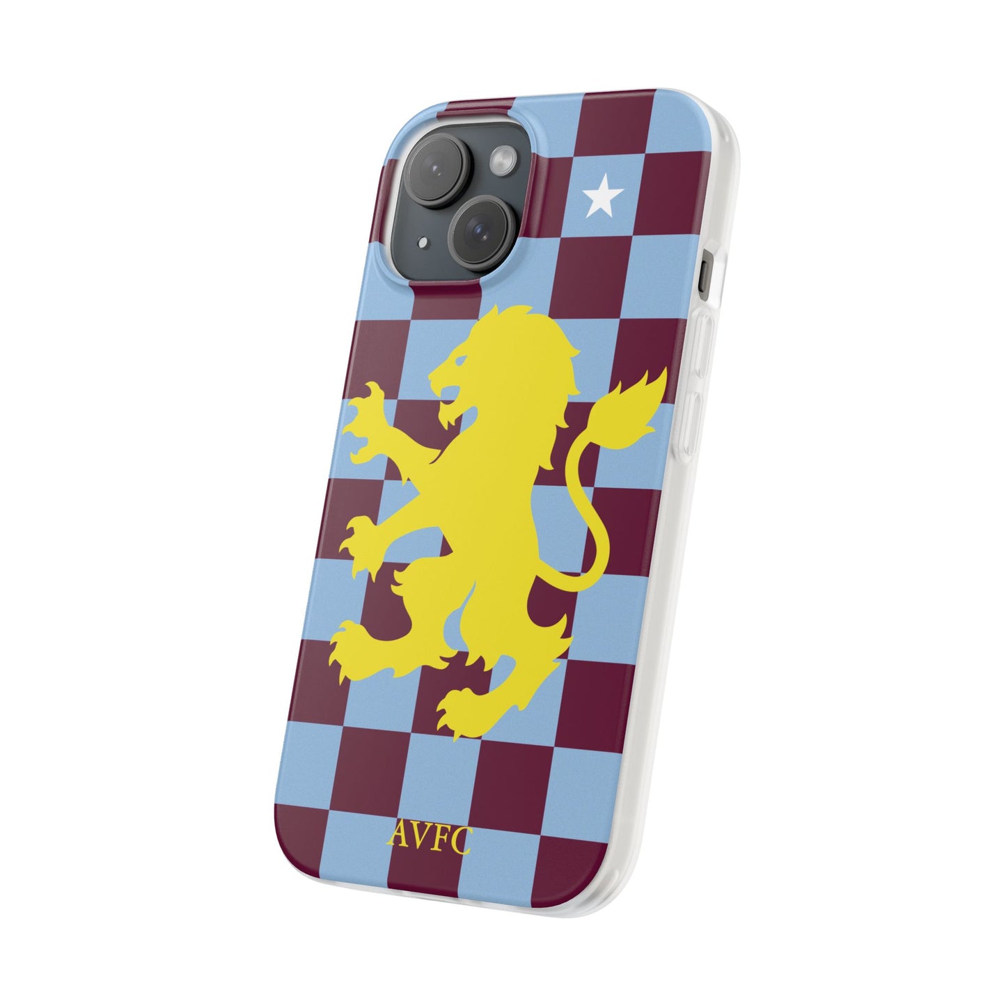 Aston Villa Claret & Blue Chequered iPhone Flexi Case - iPhone 16, 15, 14, Plus/Pro/Pro Max