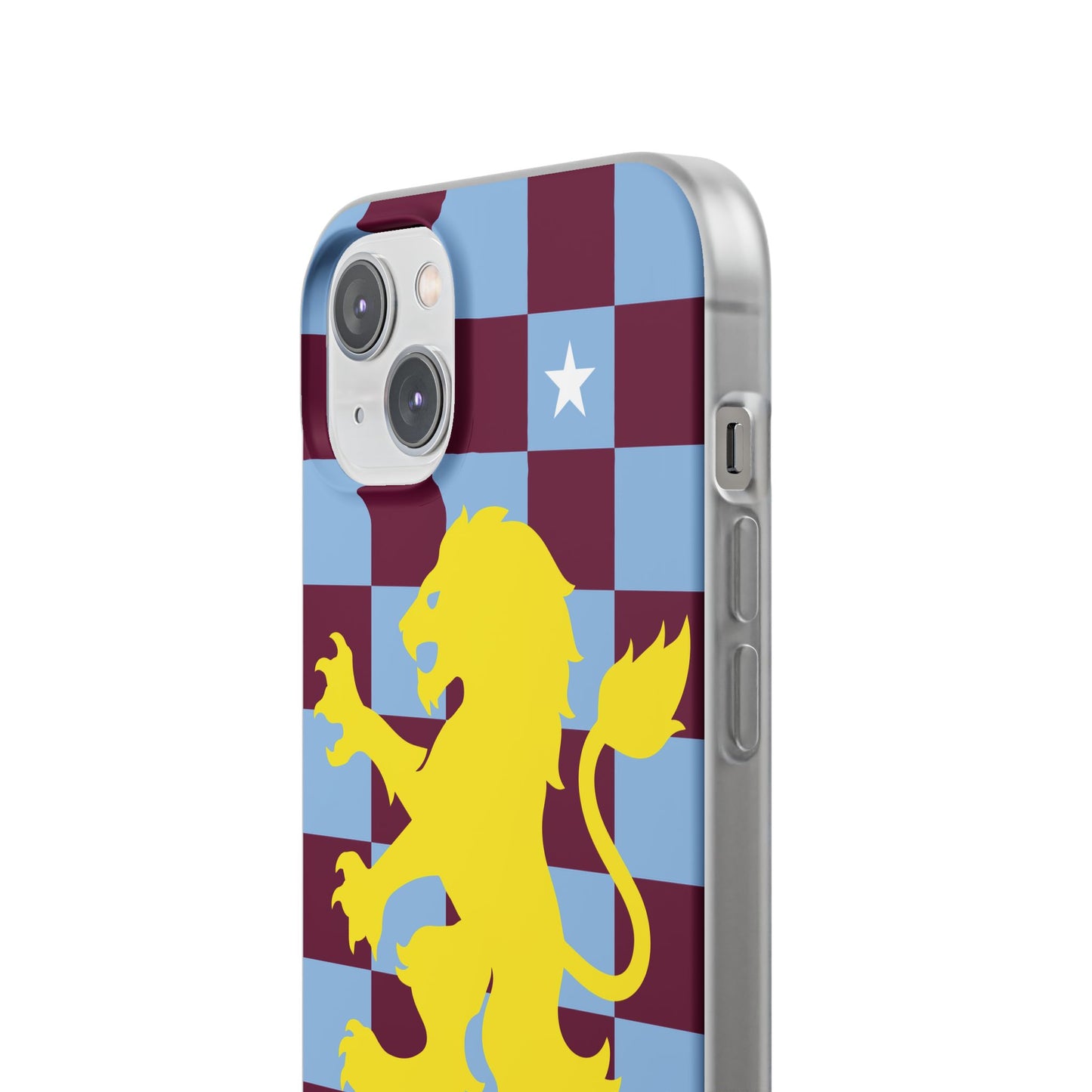 Aston Villa Claret & Blue Chequered iPhone Flexi Case - iPhone 16, 15, 14, Plus/Pro/Pro Max