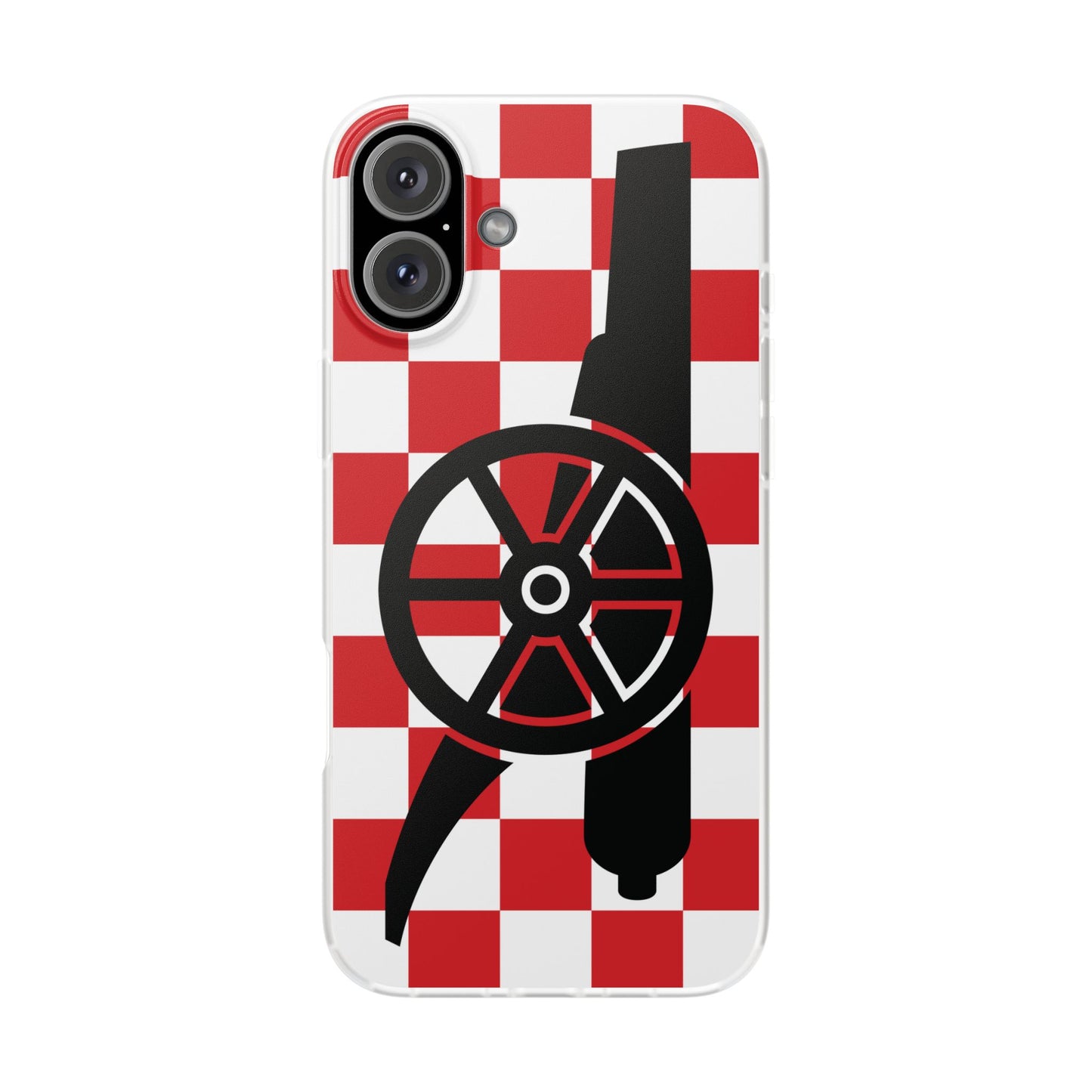 Arsenal Cannon Red & White Chequered iPhone Flexi Case - iPhone 16, 15, 14, Plus/Pro/Pro Max