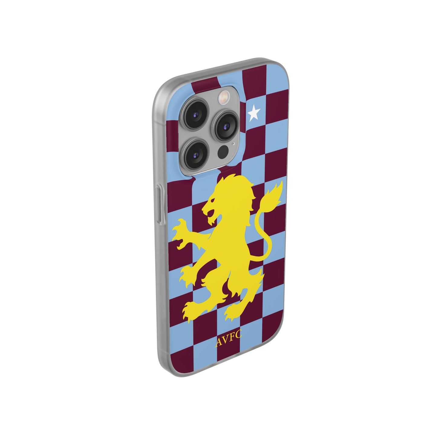 Aston Villa Claret & Blue Chequered iPhone Flexi Case - iPhone 16, 15, 14, Plus/Pro/Pro Max