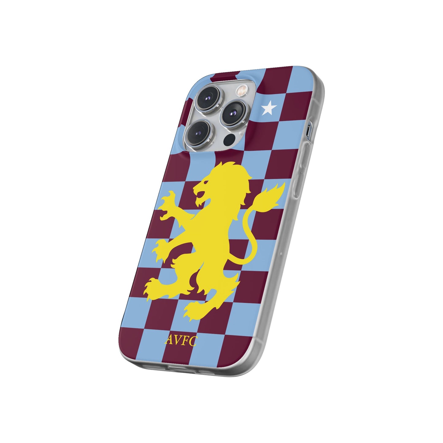 Aston Villa Claret & Blue Chequered iPhone Flexi Case - iPhone 16, 15, 14, Plus/Pro/Pro Max