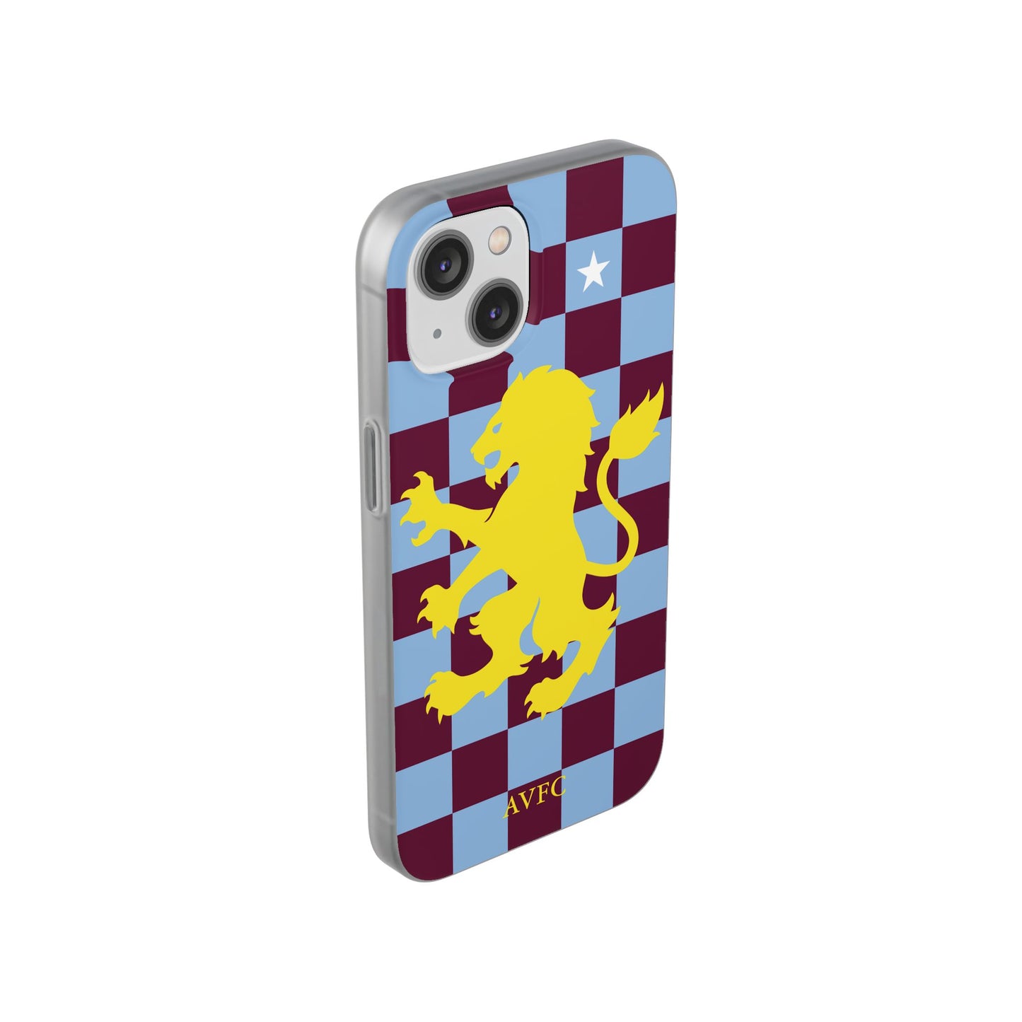 Aston Villa Claret & Blue Chequered iPhone Flexi Case - iPhone 16, 15, 14, Plus/Pro/Pro Max