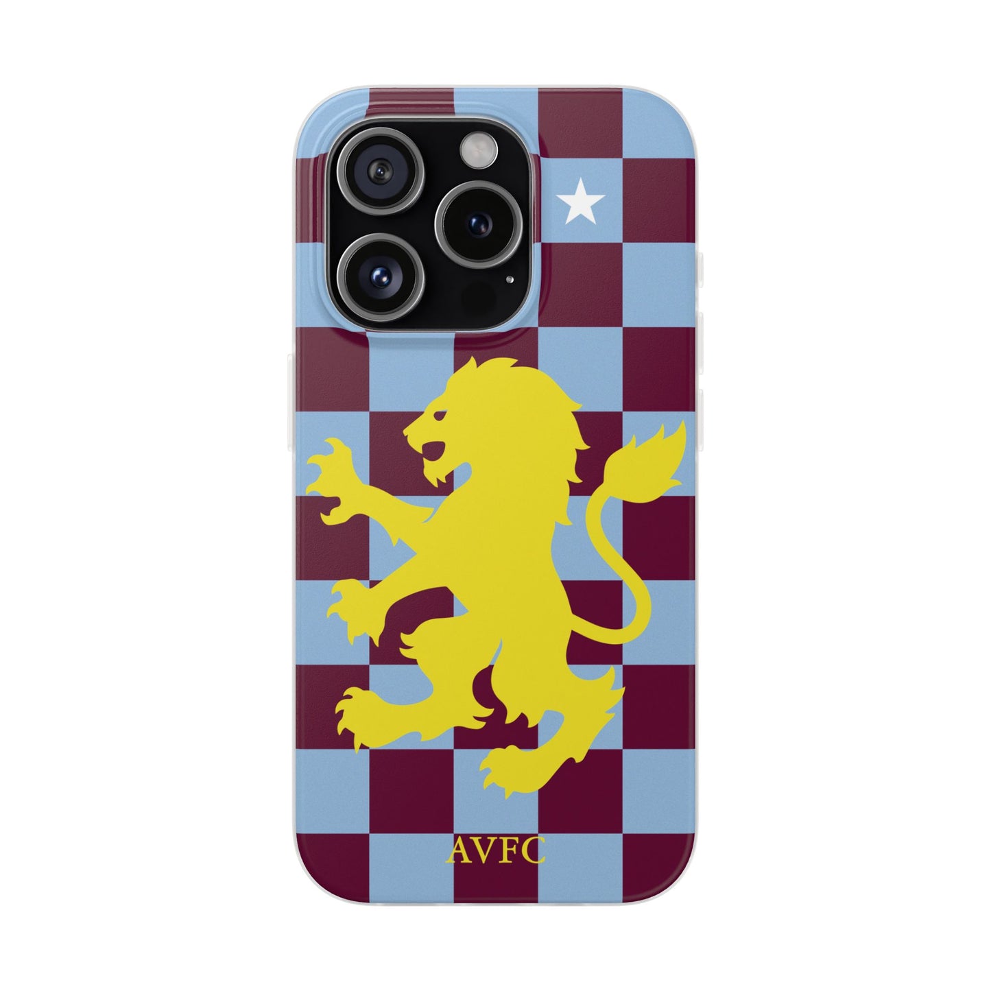 Aston Villa Claret & Blue Chequered iPhone Flexi Case - iPhone 16, 15, 14, Plus/Pro/Pro Max