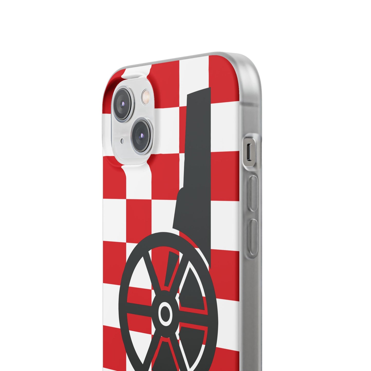 Arsenal Cannon Red & White Chequered iPhone Flexi Case - iPhone 16, 15, 14, Plus/Pro/Pro Max