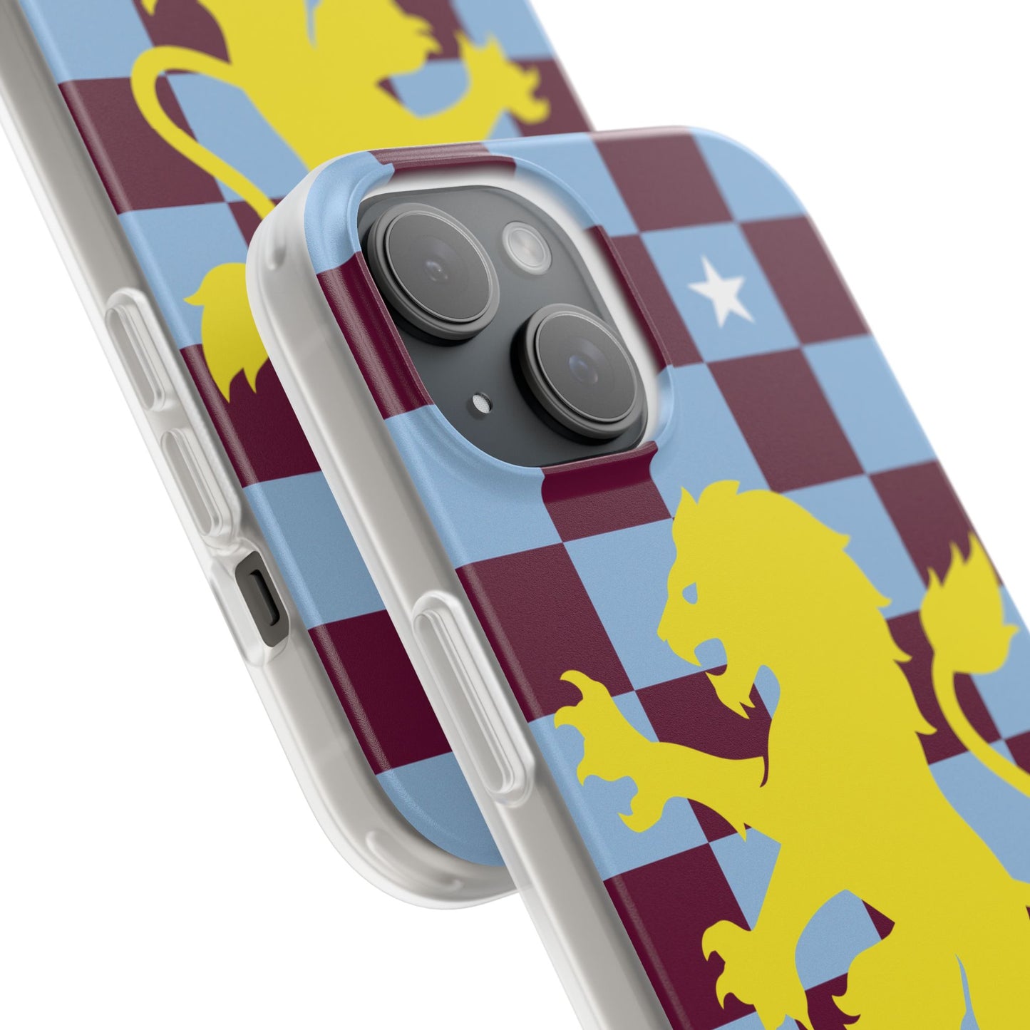 Aston Villa Claret & Blue Chequered iPhone Flexi Case - iPhone 16, 15, 14, Plus/Pro/Pro Max