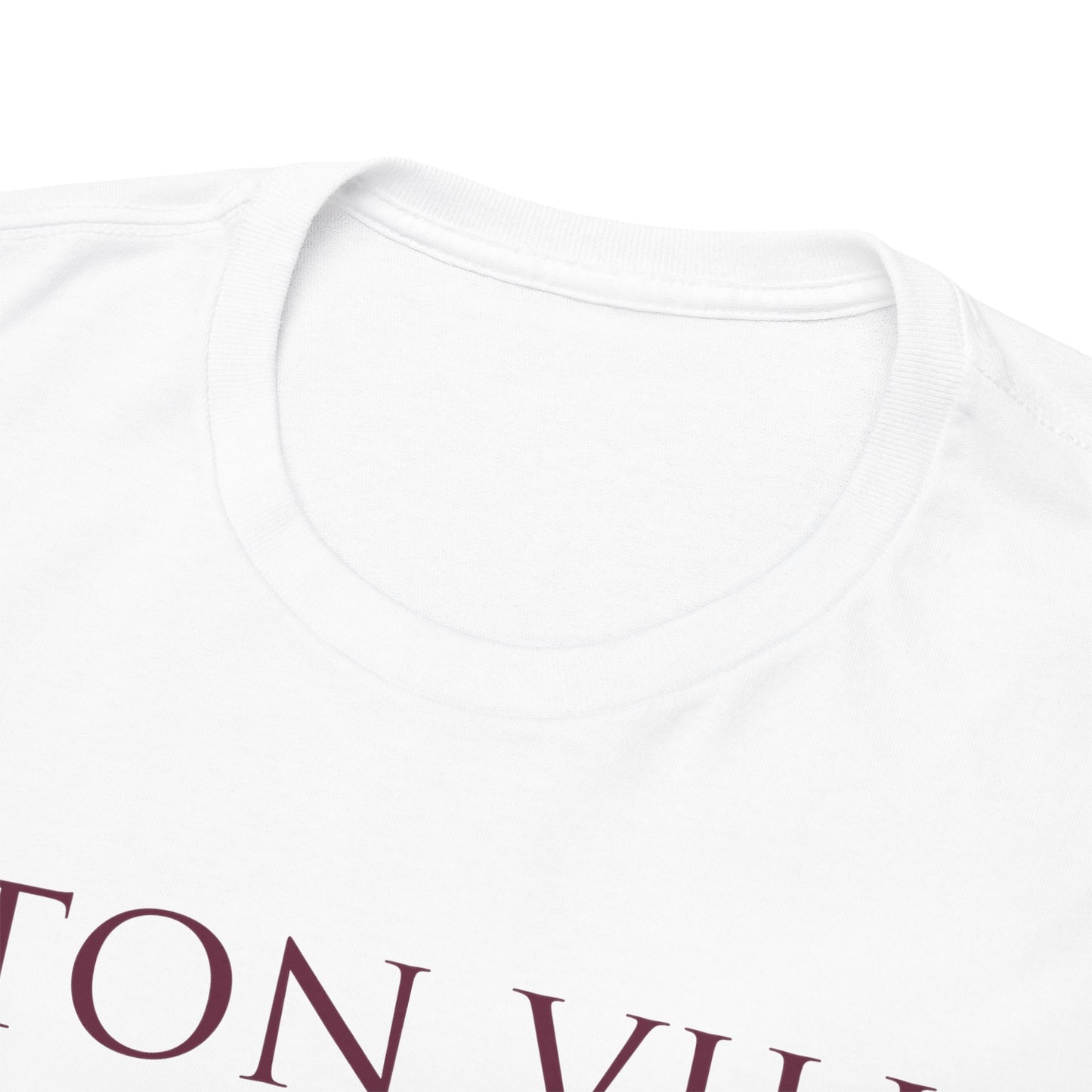 Aston Villa Trophies Unisex Heavy Cotton T-Shirt - Maroon/White/Light Blue