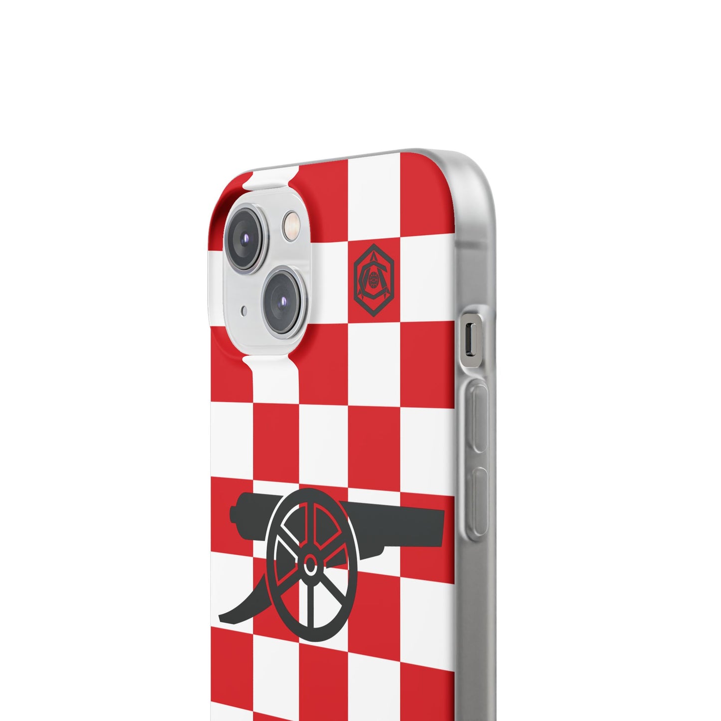 Arsenal Red & White Chequered Cannon & Monogram iPhone Flexi Case - iPhone 16, 15, 14, Plus/Pro/Pro Max