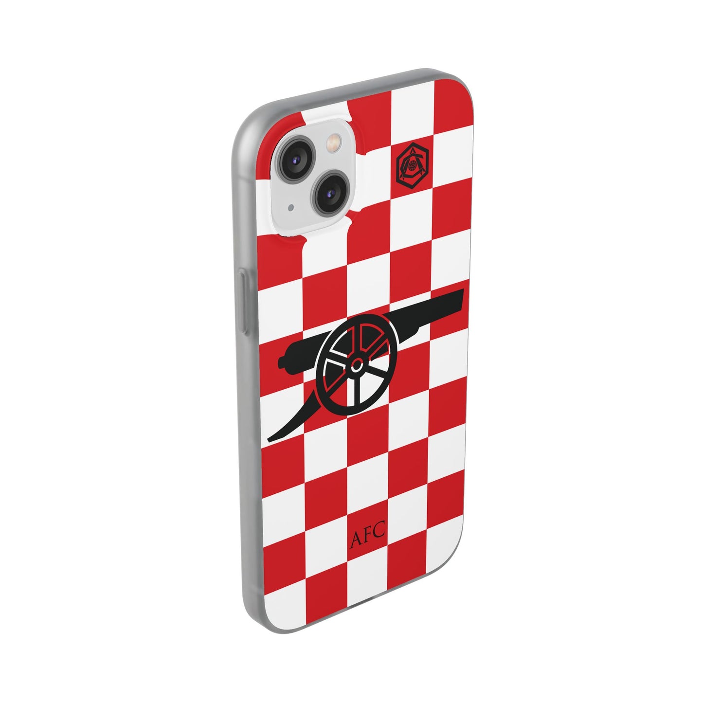 Arsenal Red & White Chequered Cannon & Monogram iPhone Flexi Case - iPhone 16, 15, 14, Plus/Pro/Pro Max