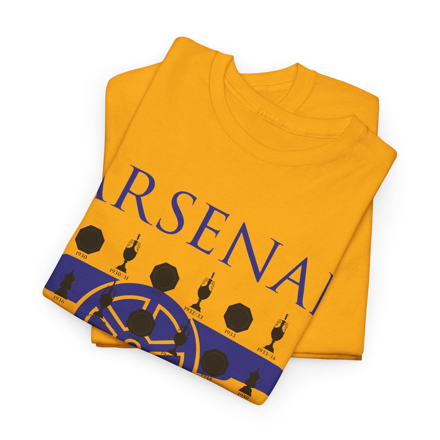 Arsenal Cannon & Trophies Collection Unisex Heavy Cotton T-Shirt - Red/Black/White/Sport Grey/Royal/Gold/Navy