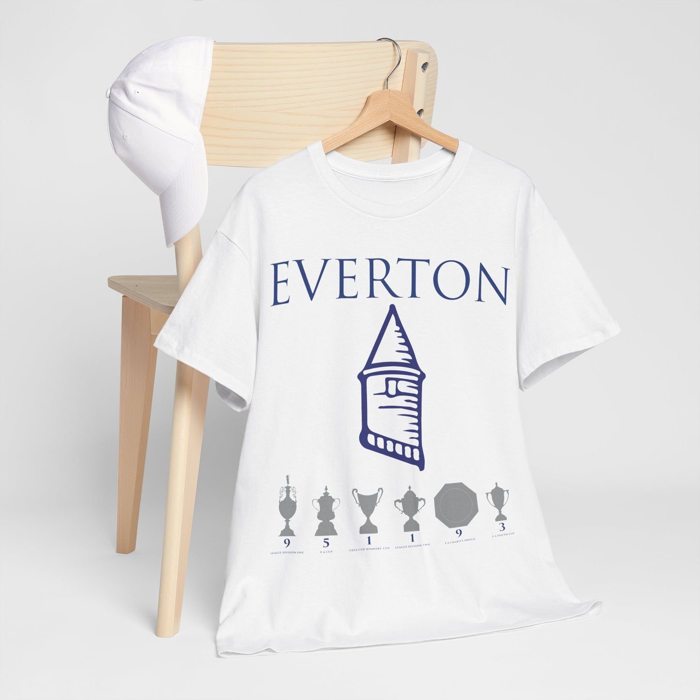 Everton Tower & Trophies Unisex Heavy Cotton T-Shirt - Royal/White/Black/Gold/Navy