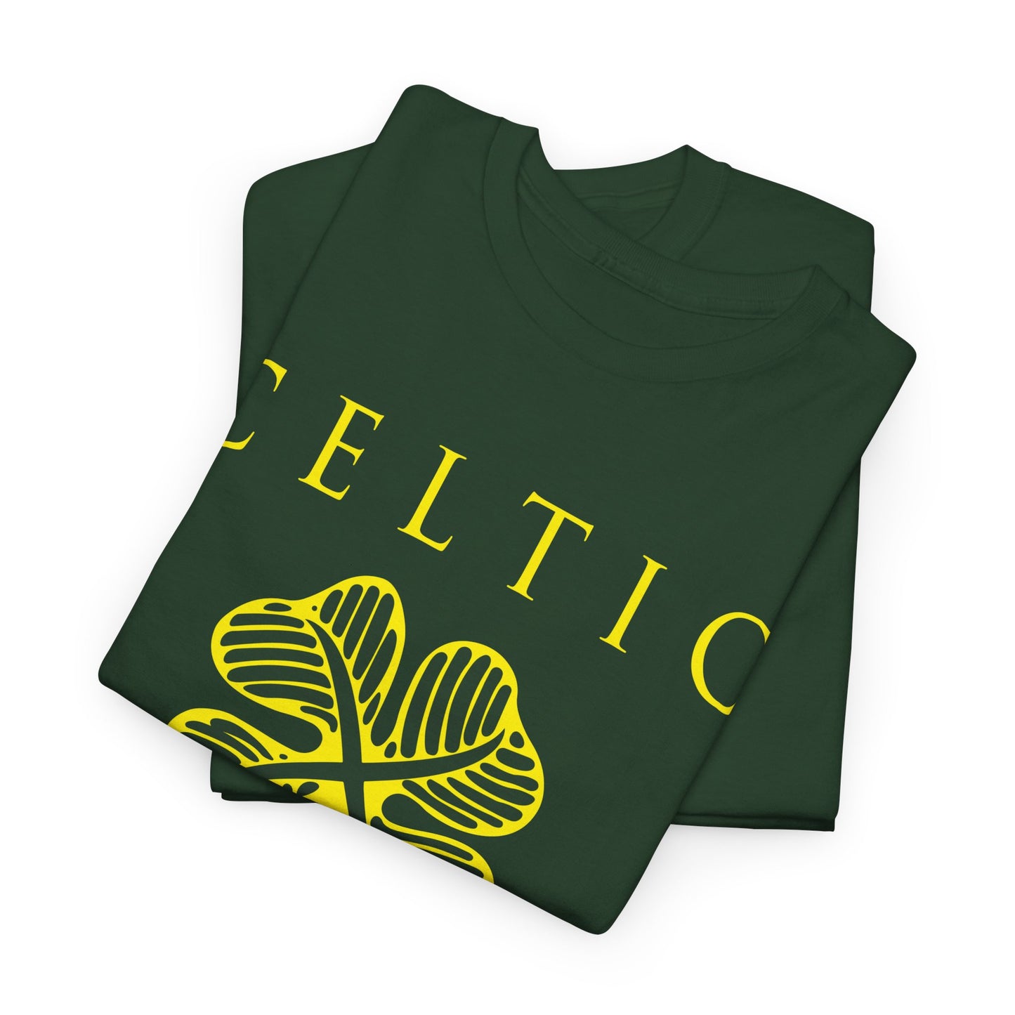 Celtic Clover & Trophies Unisex Heavy Cotton T-Shirt - Irish Green/Black/White/Gold/Sport Grey/Charcoal/Military Green/Forest Green