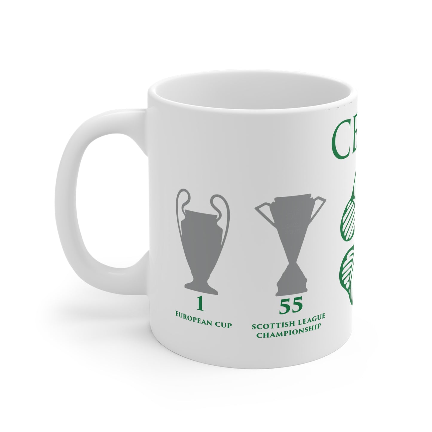 Celtic Trophies & Clover Mug - White