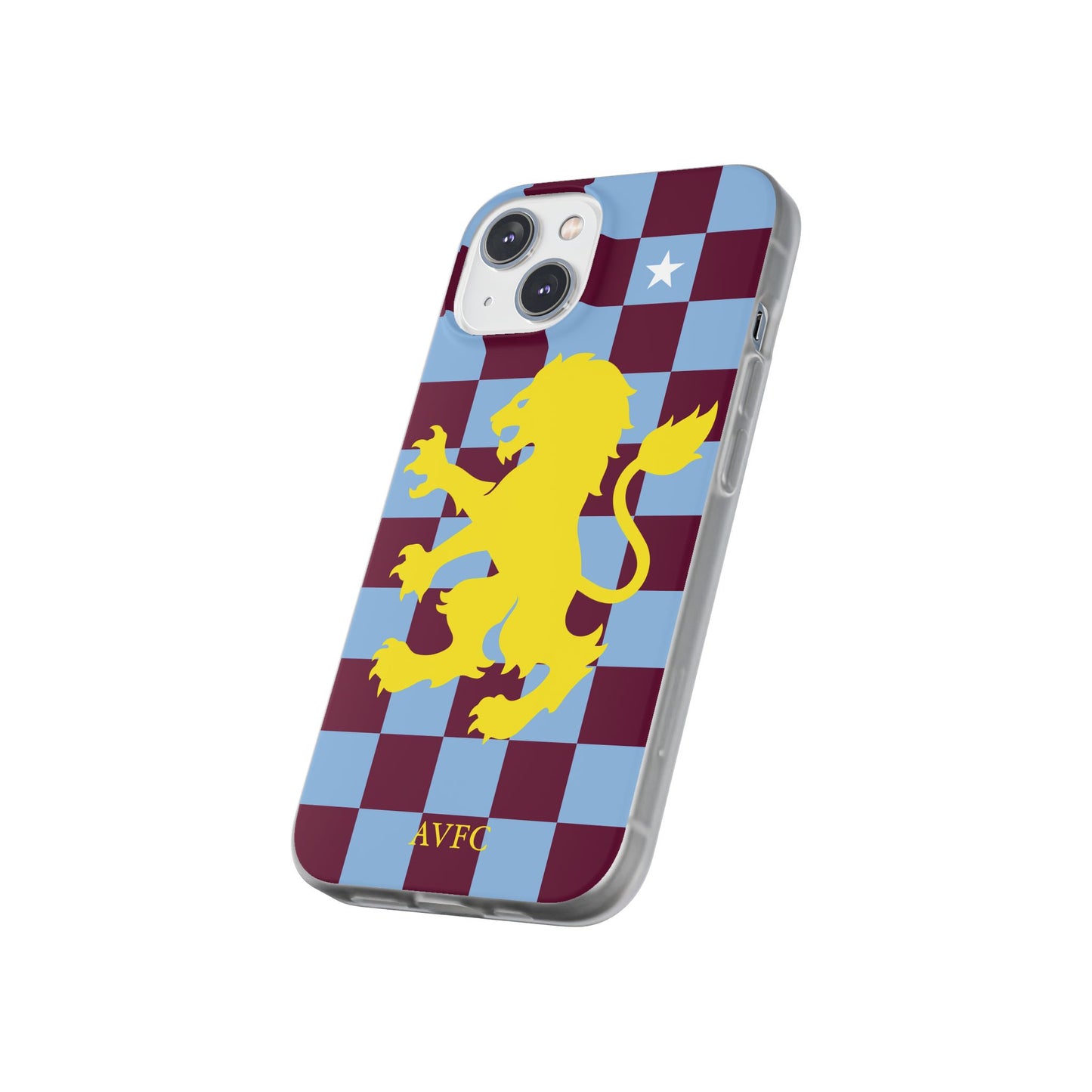 Aston Villa Claret & Blue Chequered iPhone Flexi Case - iPhone 16, 15, 14, Plus/Pro/Pro Max