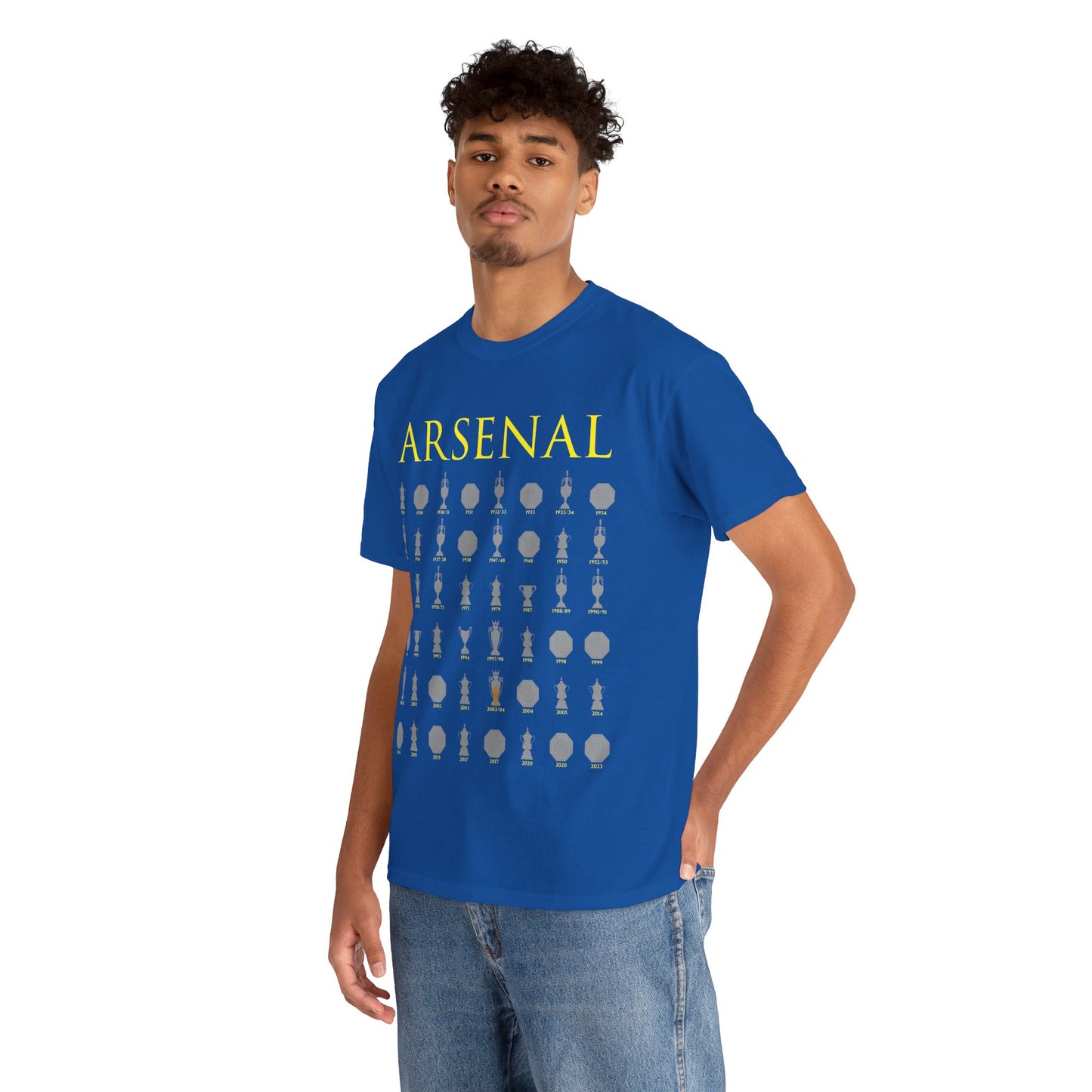 Arsenal Trophies Collection Unisex Heavy Cotton T-Shirt - Red/White/Black/Gold/Royal/Charcoal/Navy