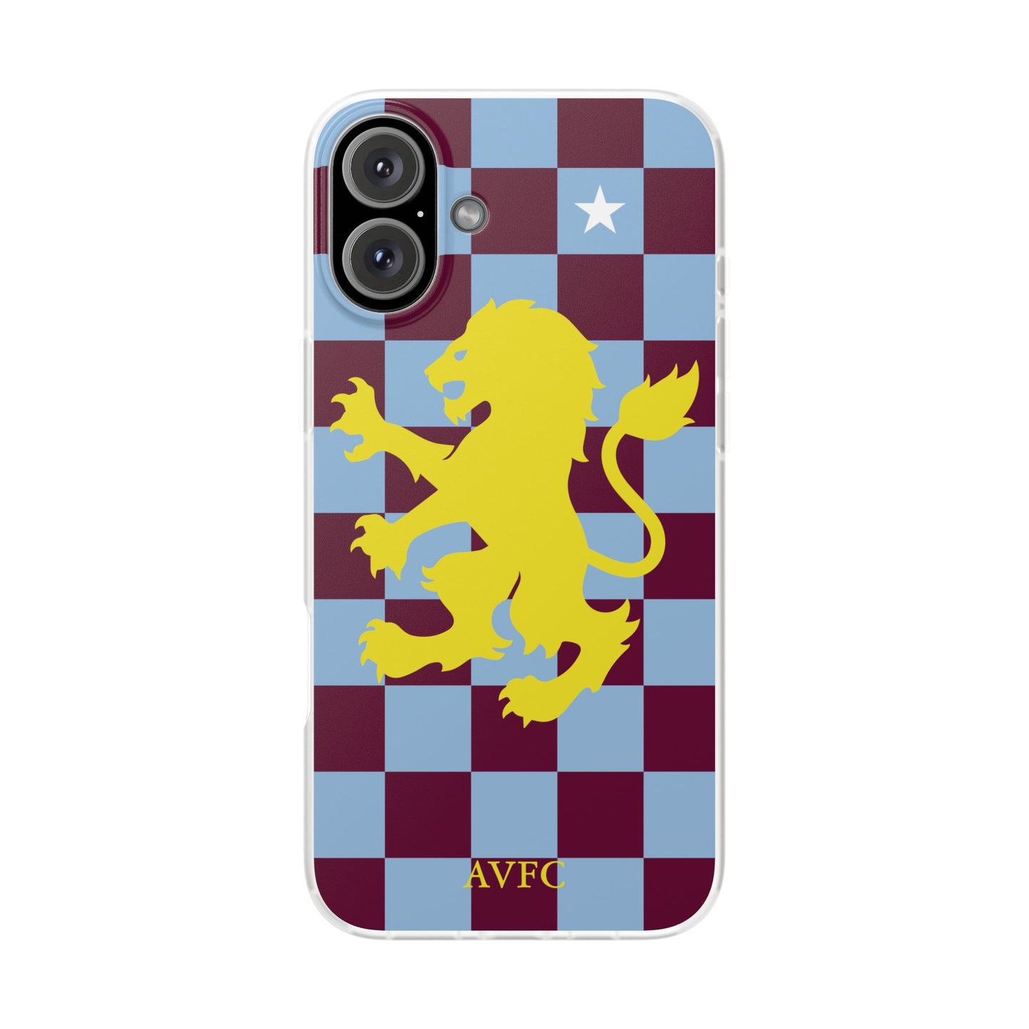 Aston Villa Claret & Blue Chequered iPhone Flexi Case - iPhone 16, 15, 14, Plus/Pro/Pro Max