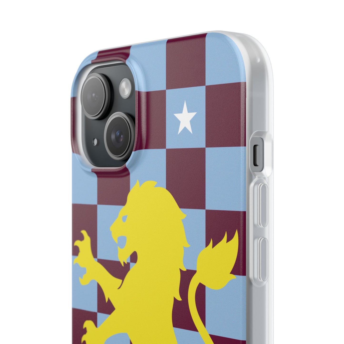 Aston Villa Claret & Blue Chequered iPhone Flexi Case - iPhone 16, 15, 14, Plus/Pro/Pro Max